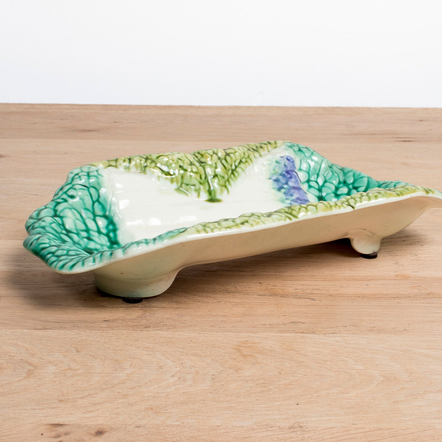 Vintage French Majolica Asparagus Cradle by Salins, Circa 1930s–1950s