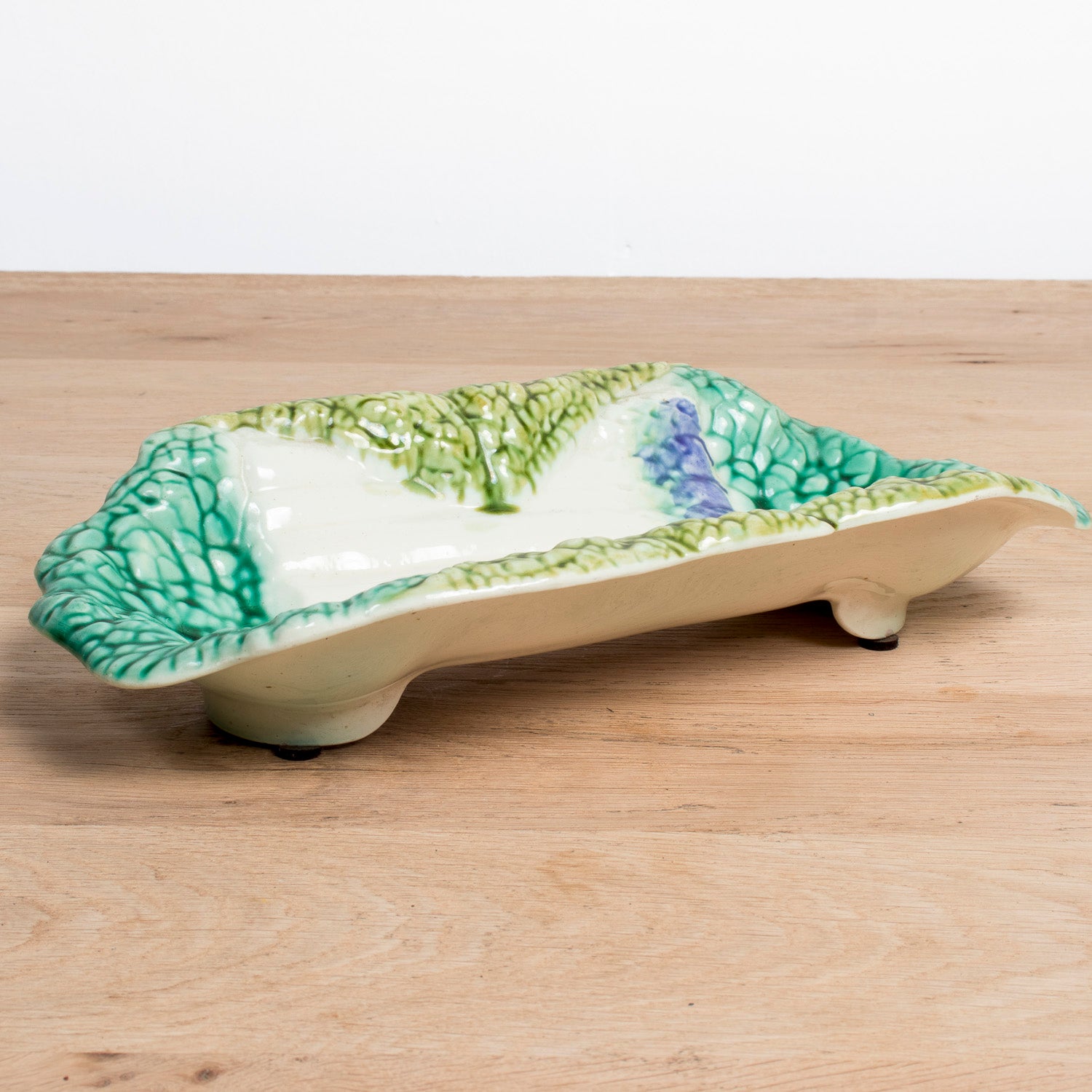 Vintage French Majolica Asparagus Cradle by Salins, Circa 1930s–1950s