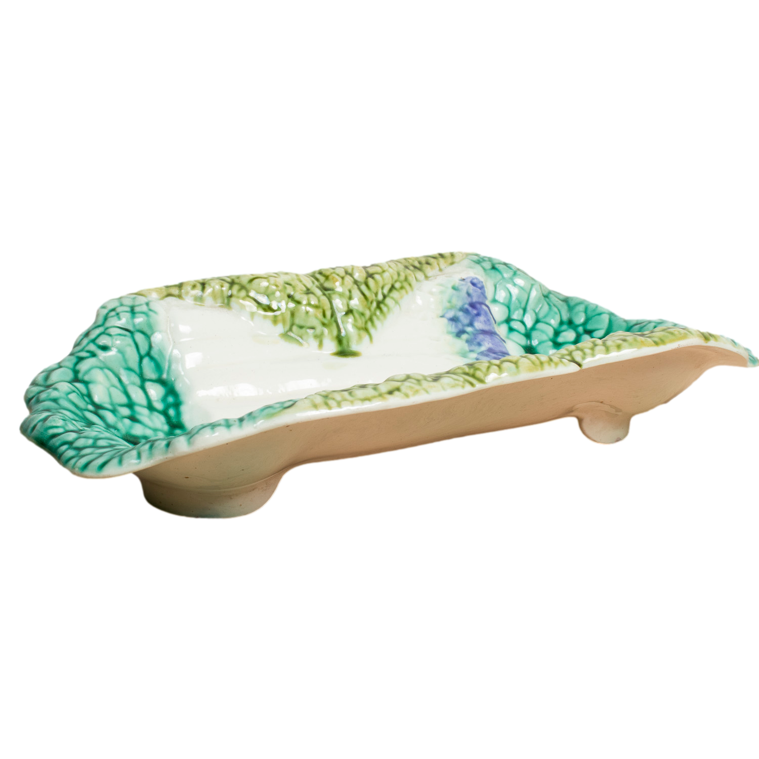 Vintage French Majolica Asparagus Cradle by Salins, Circa 1930s–1950s