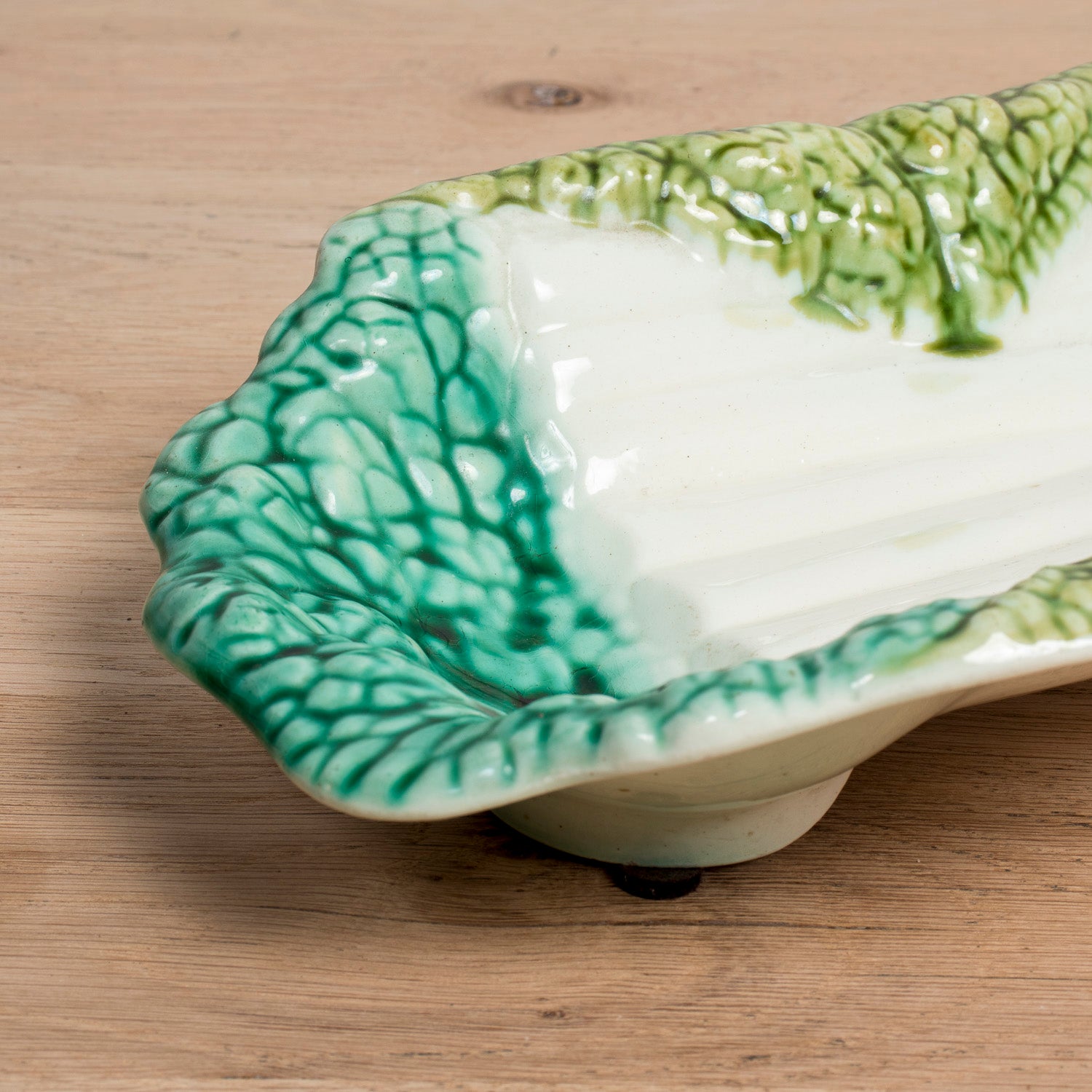 Vintage French Majolica Asparagus Cradle by Salins, Circa 1930s–1950s