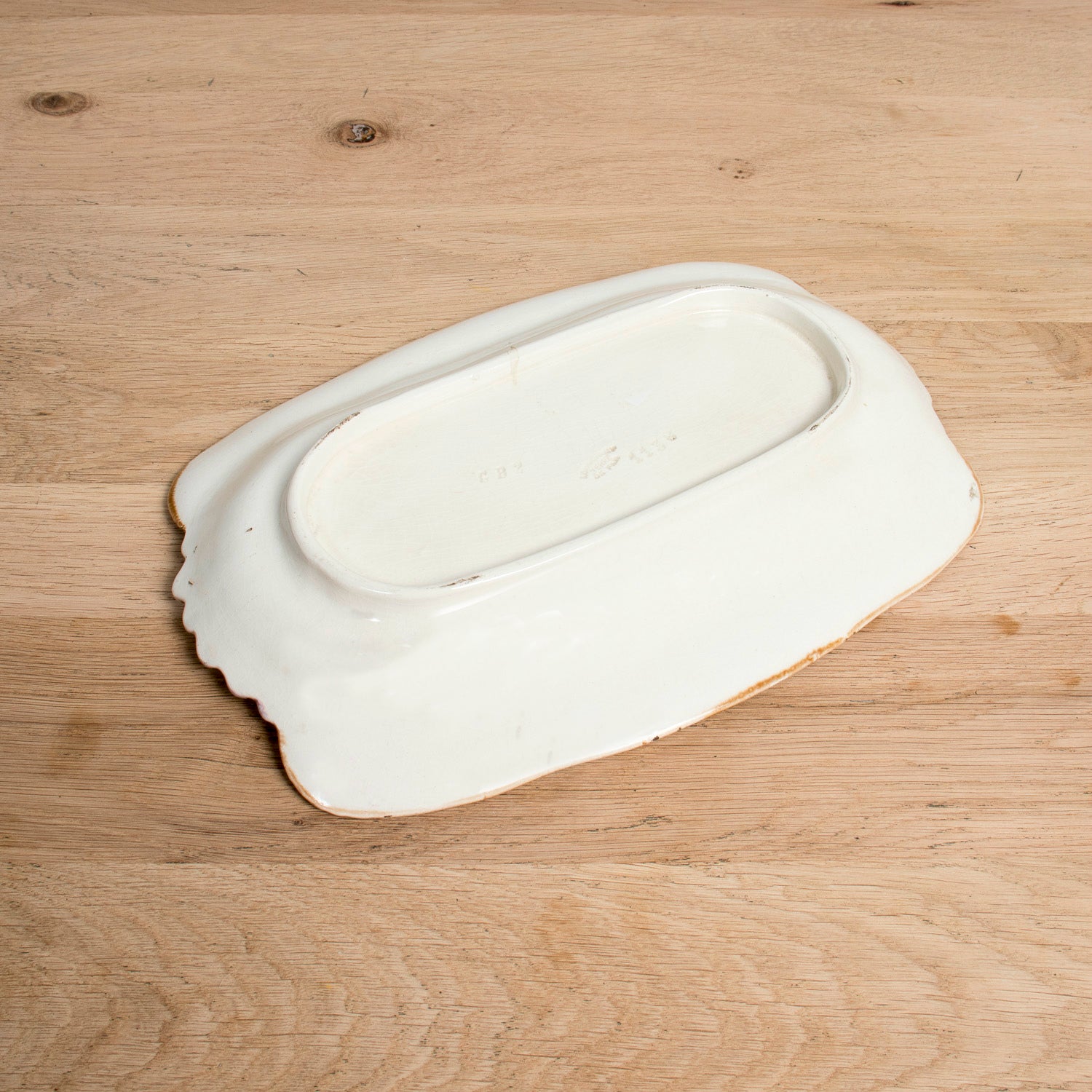 19th Century French Majolica Asparagus Cradle and Platter by Longchamp, Terre de Fer