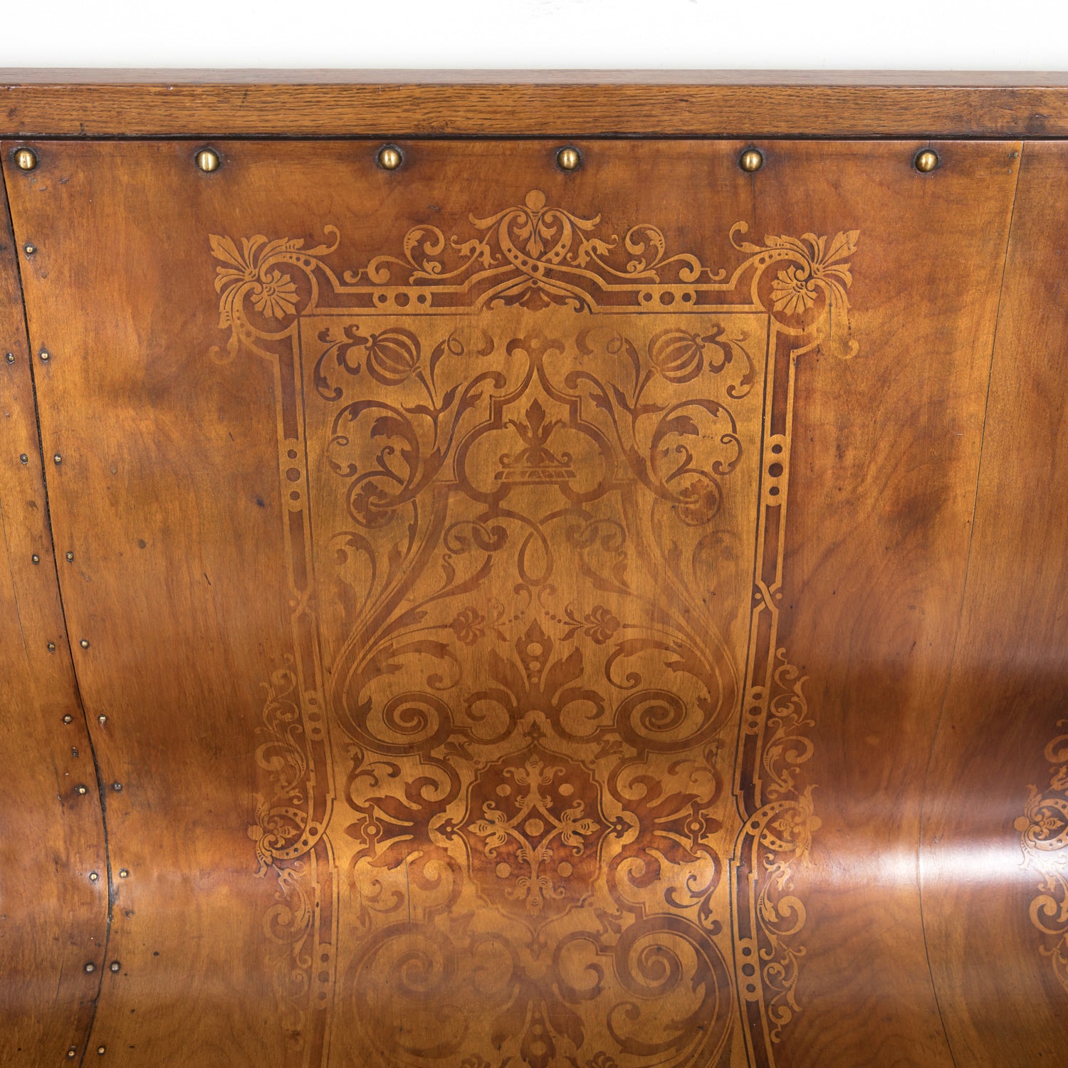 19th Century French Hand Made Bentwood Walnut Bench with Fruitwood Inlay