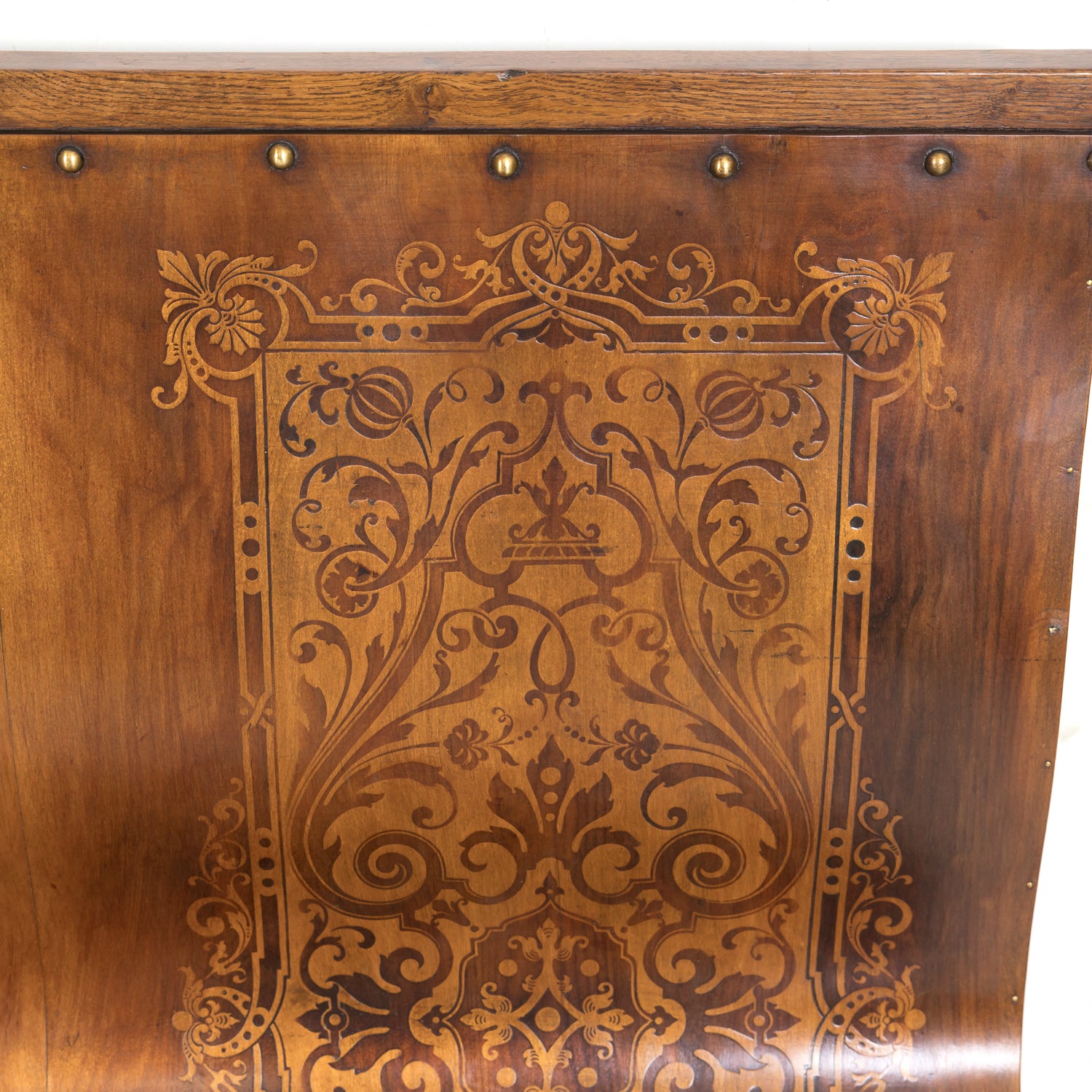 19th Century French Hand Made Bentwood Walnut Bench with Fruitwood Inlay