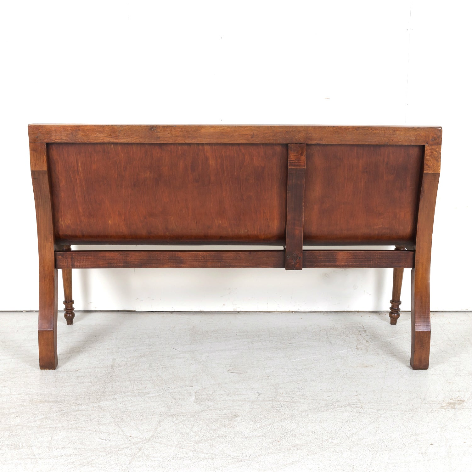 19th Century French Hand Made Bentwood Walnut Bench with Fruitwood Inlay