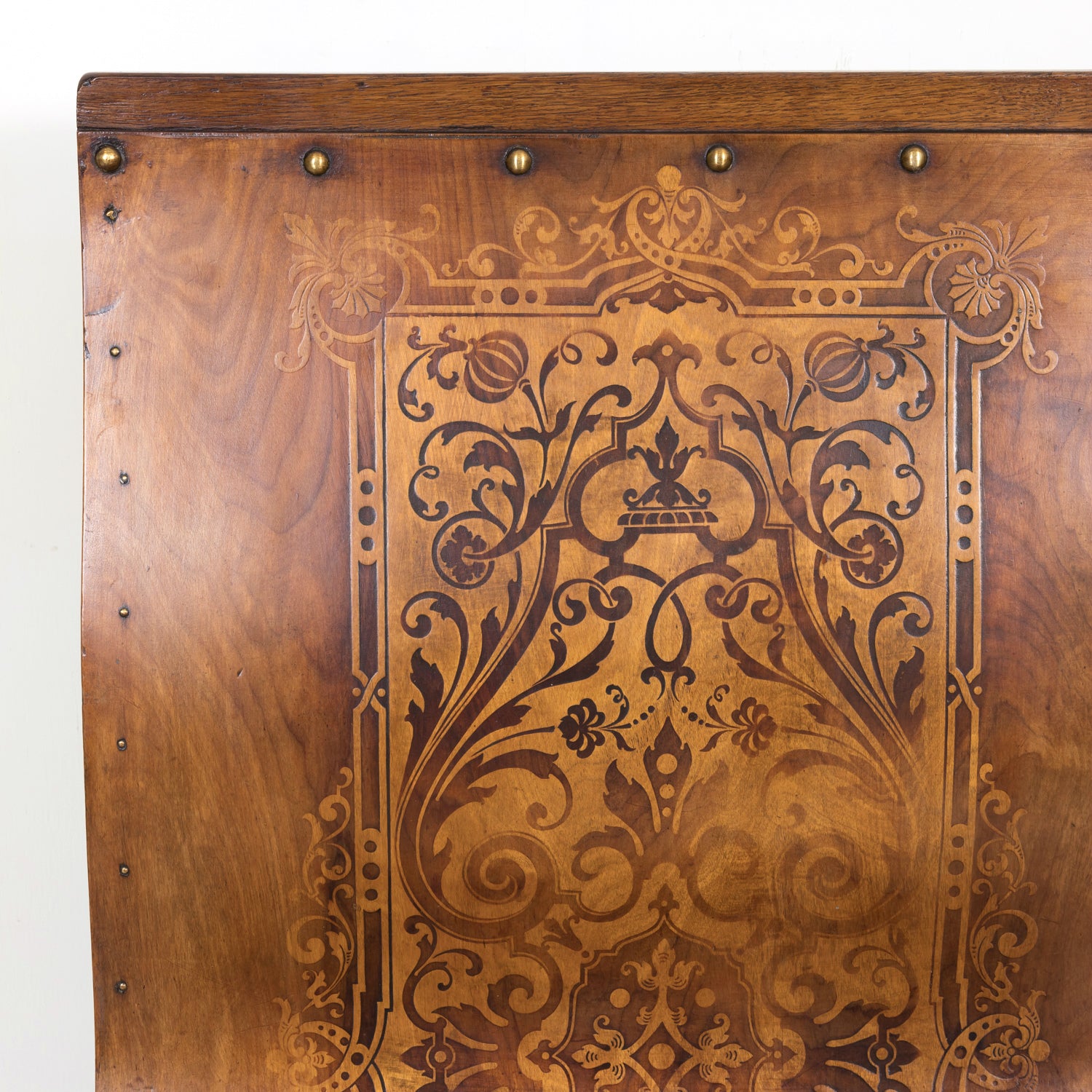 19th Century French Hand Made Bentwood Walnut Bench with Fruitwood Inlay