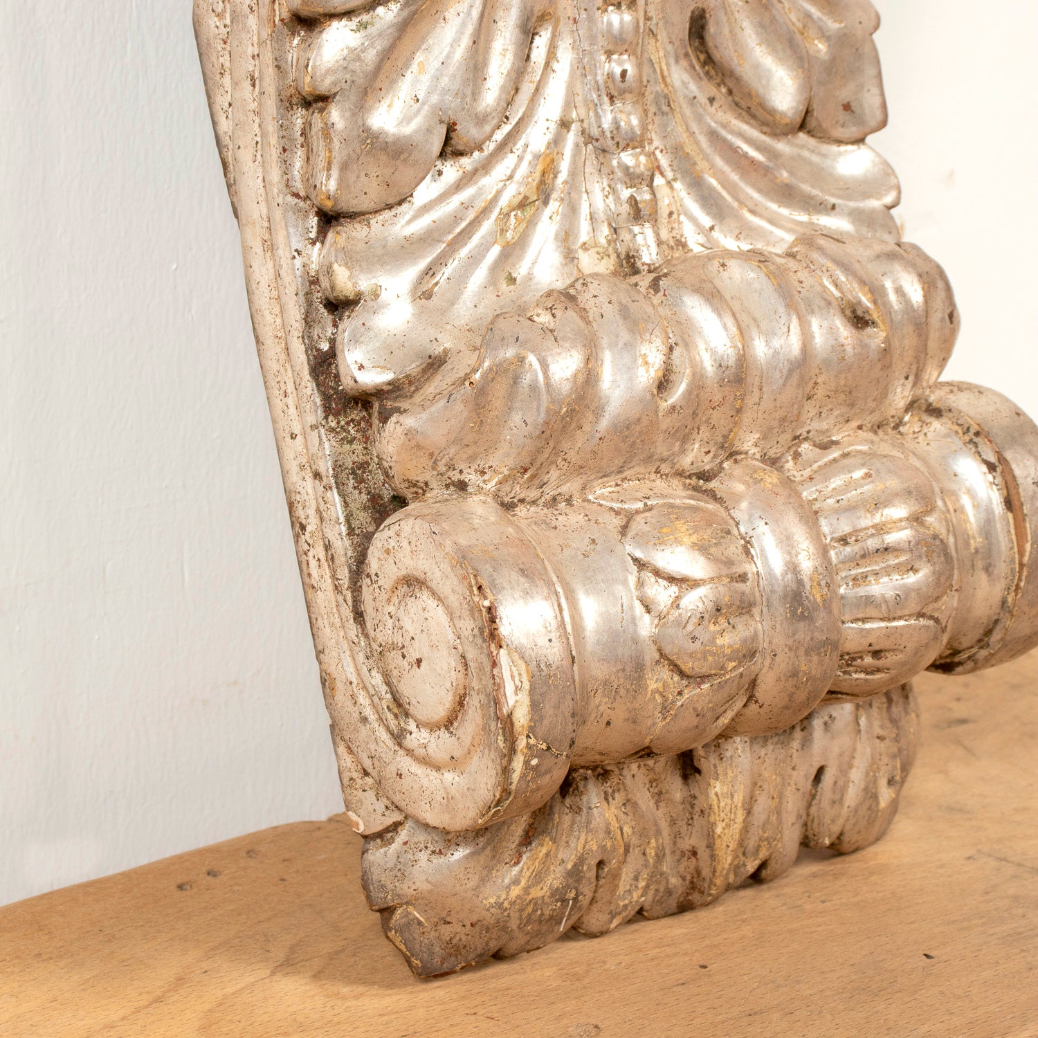 Pair of 18th Century Italian Régence Style Silver Leaf Corbels