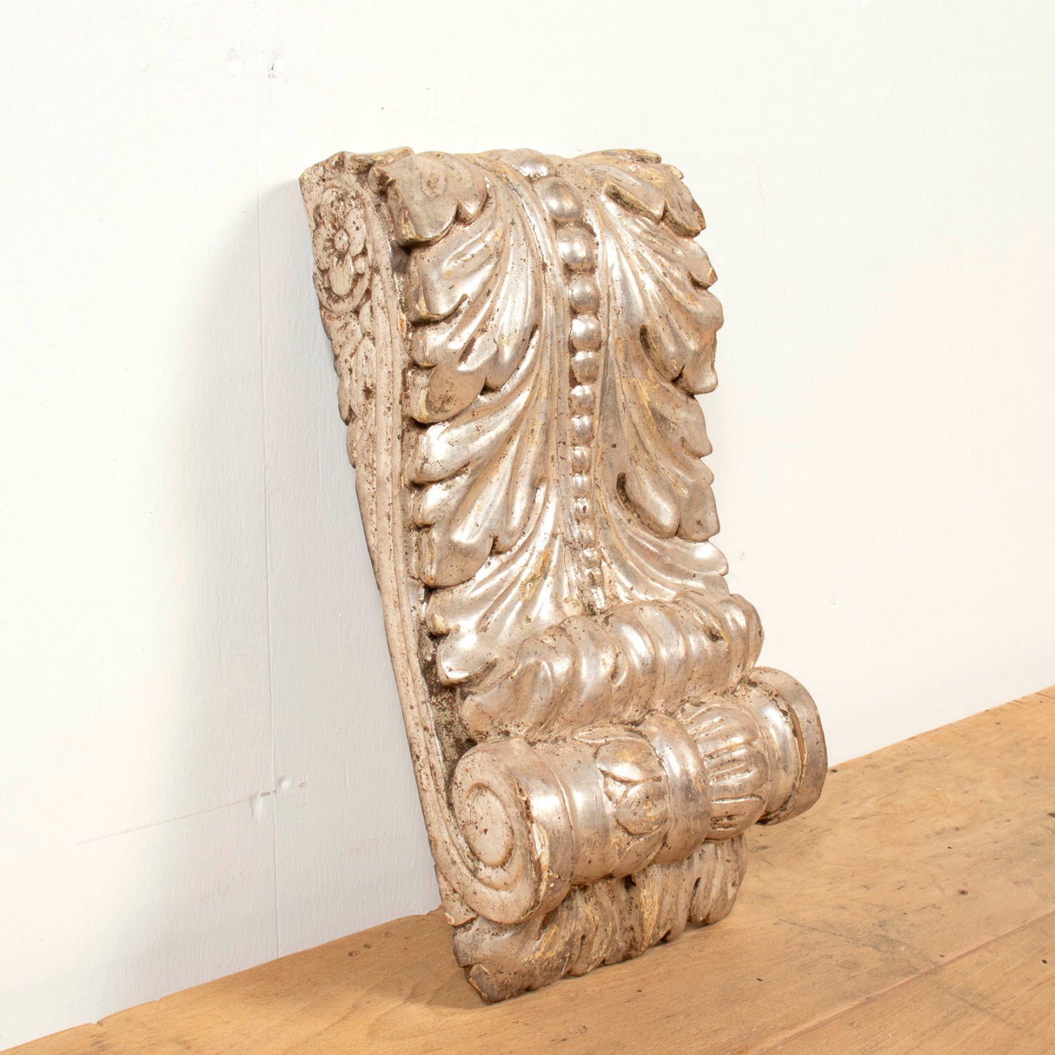 Pair of 18th Century Italian Régence Style Silver Leaf Corbels