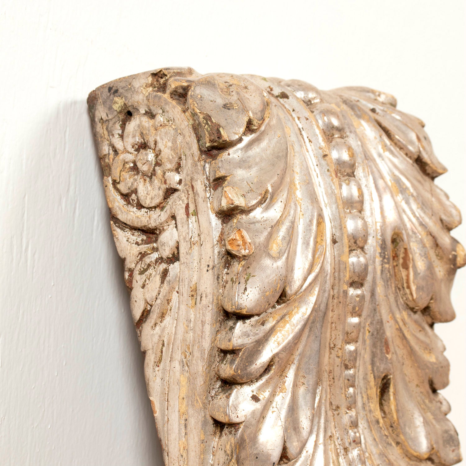 Pair of 18th Century Italian Régence Style Silver Leaf Corbels