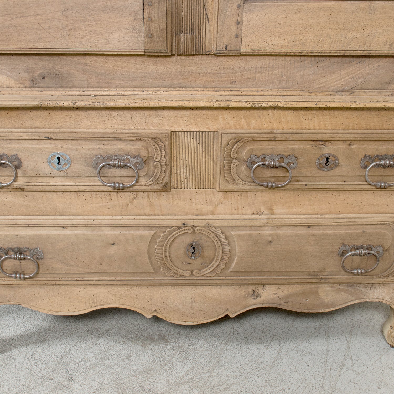 18th Century French Period Louis XV Bleached Walnut Deux Corps Lyonnaise Pantalonnier