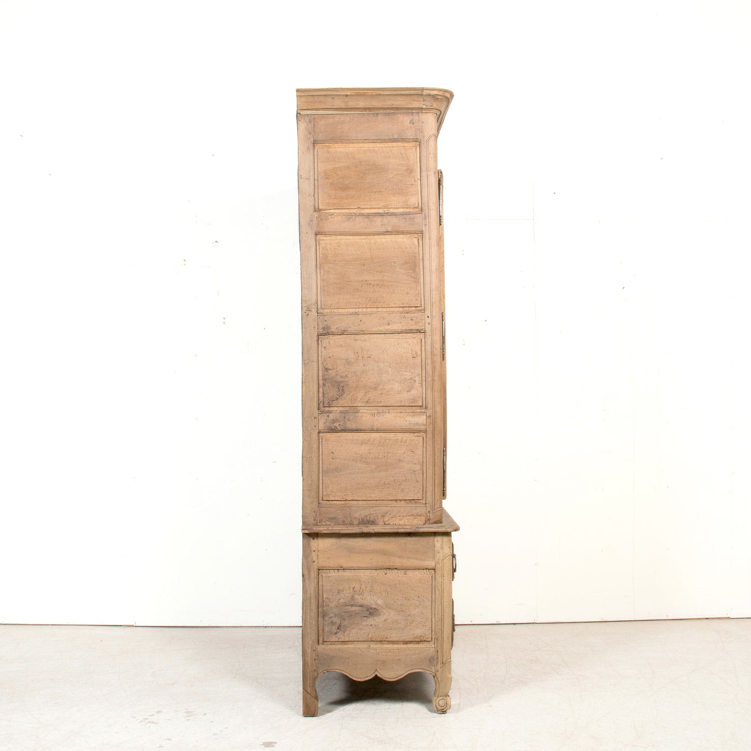 18th Century French Period Louis XV Bleached Walnut Deux Corps Lyonnaise Pantalonnier