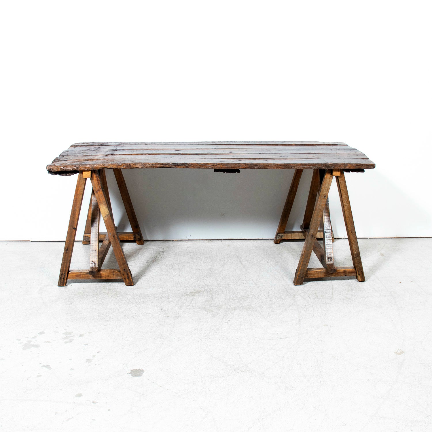 Early 19th Century French Provençal Trestle Table with Removable Plank Top