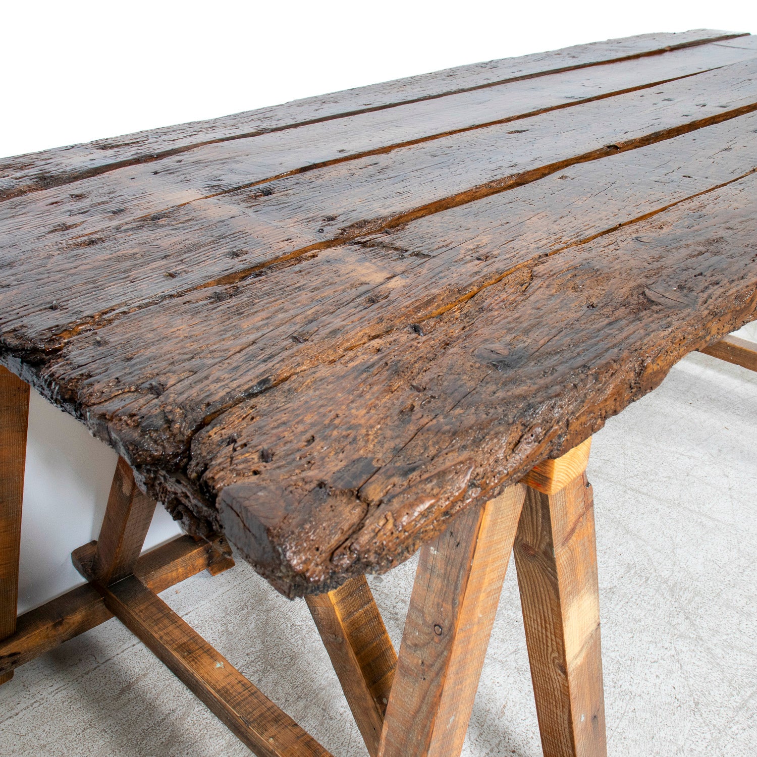 Early 19th Century French Provençal Trestle Table with Removable Plank Top