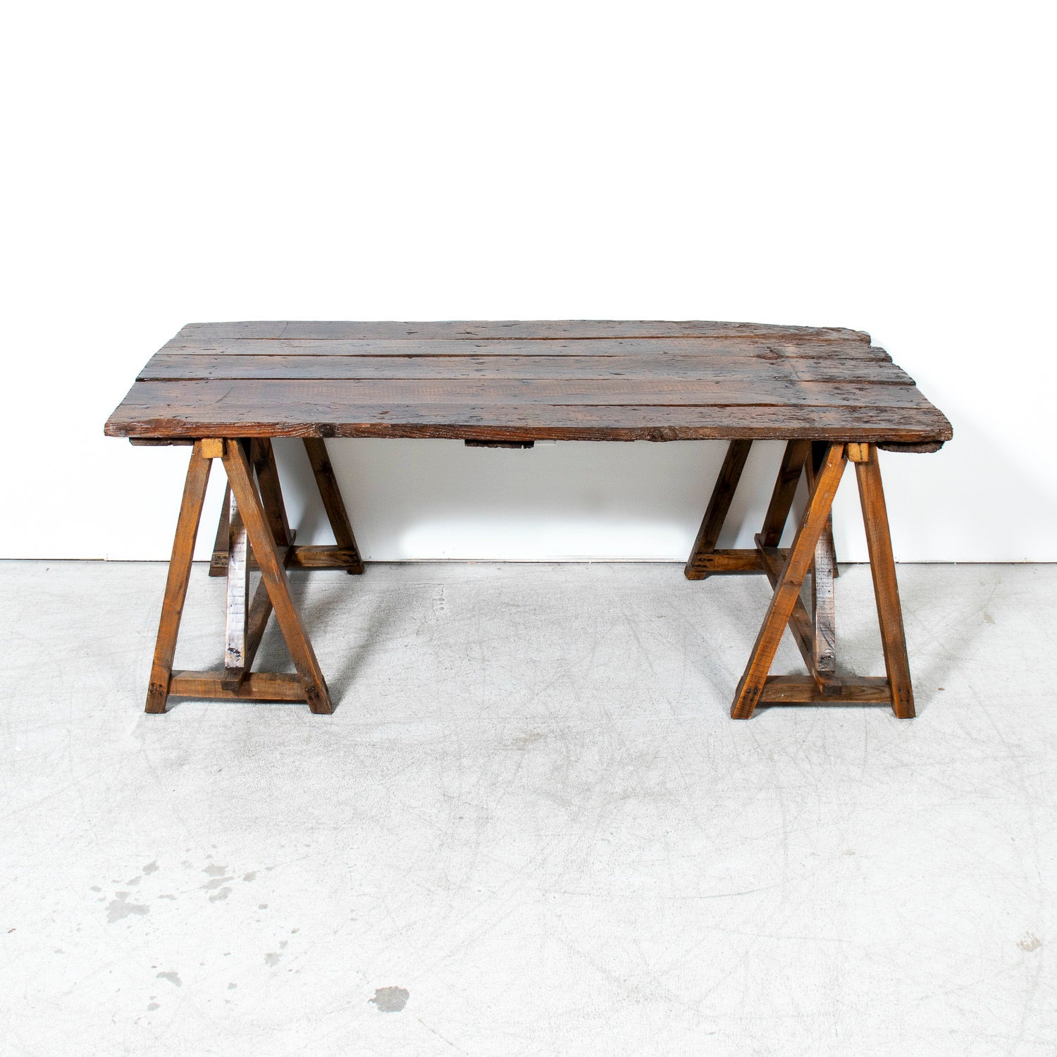 Early 19th Century French Provençal Trestle Table with Removable Plank Top