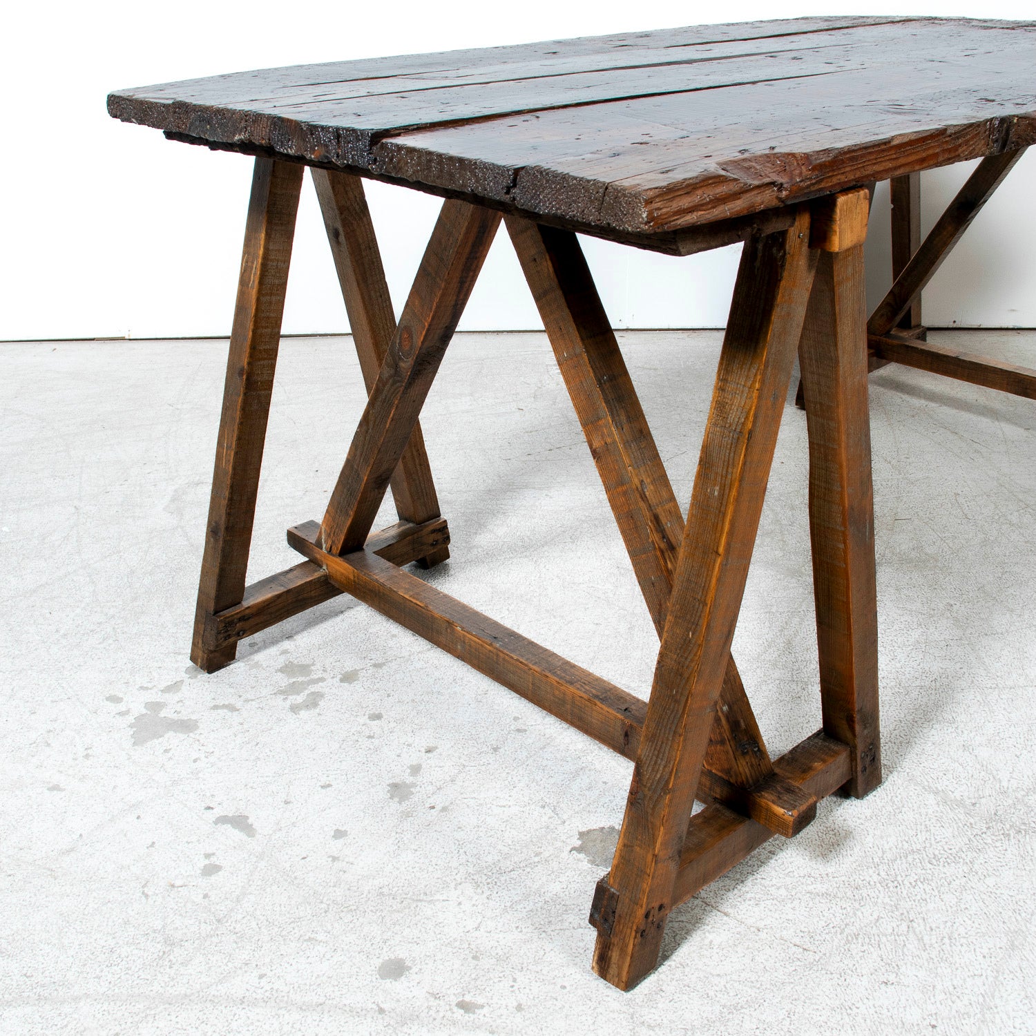 Early 19th Century French Provençal Trestle Table with Removable Plank Top
