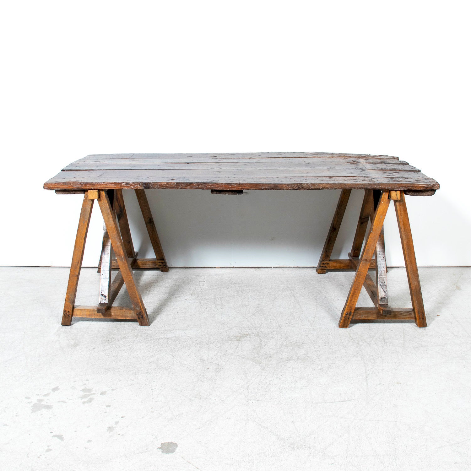Early 19th Century French Provençal Trestle Table with Removable Plank Top