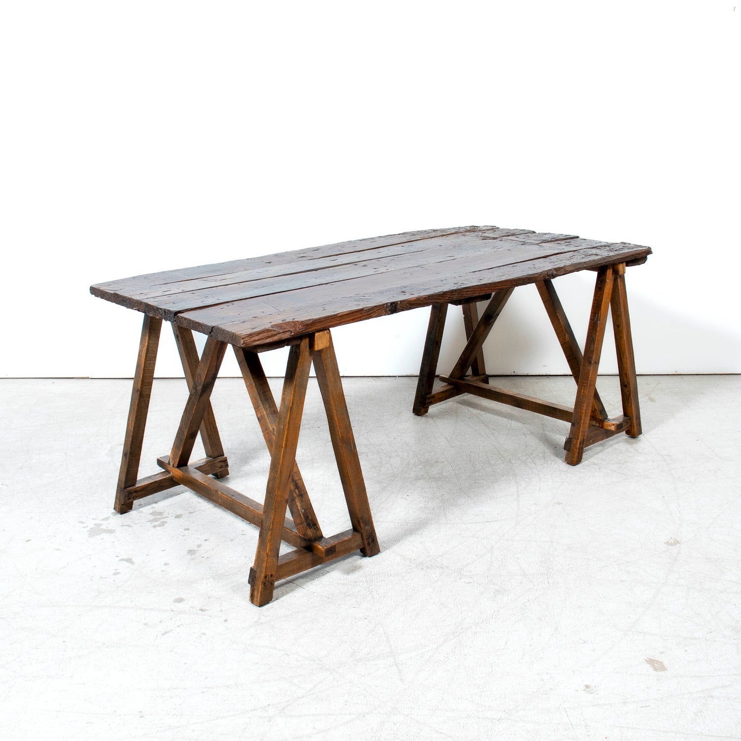Early 19th Century French Provençal Trestle Table with Removable Plank Top