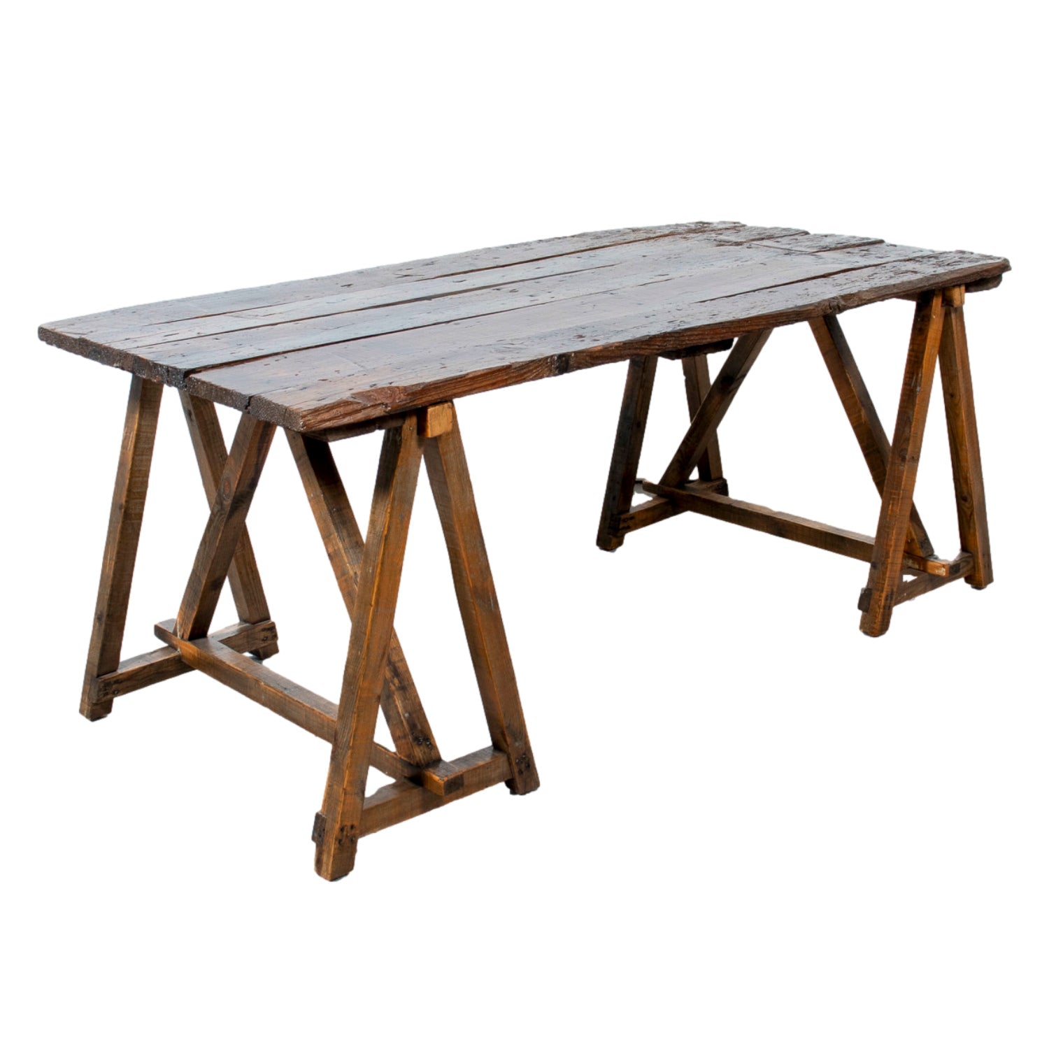 Early 19th Century French Provençal Trestle Table with Removable Plank Top