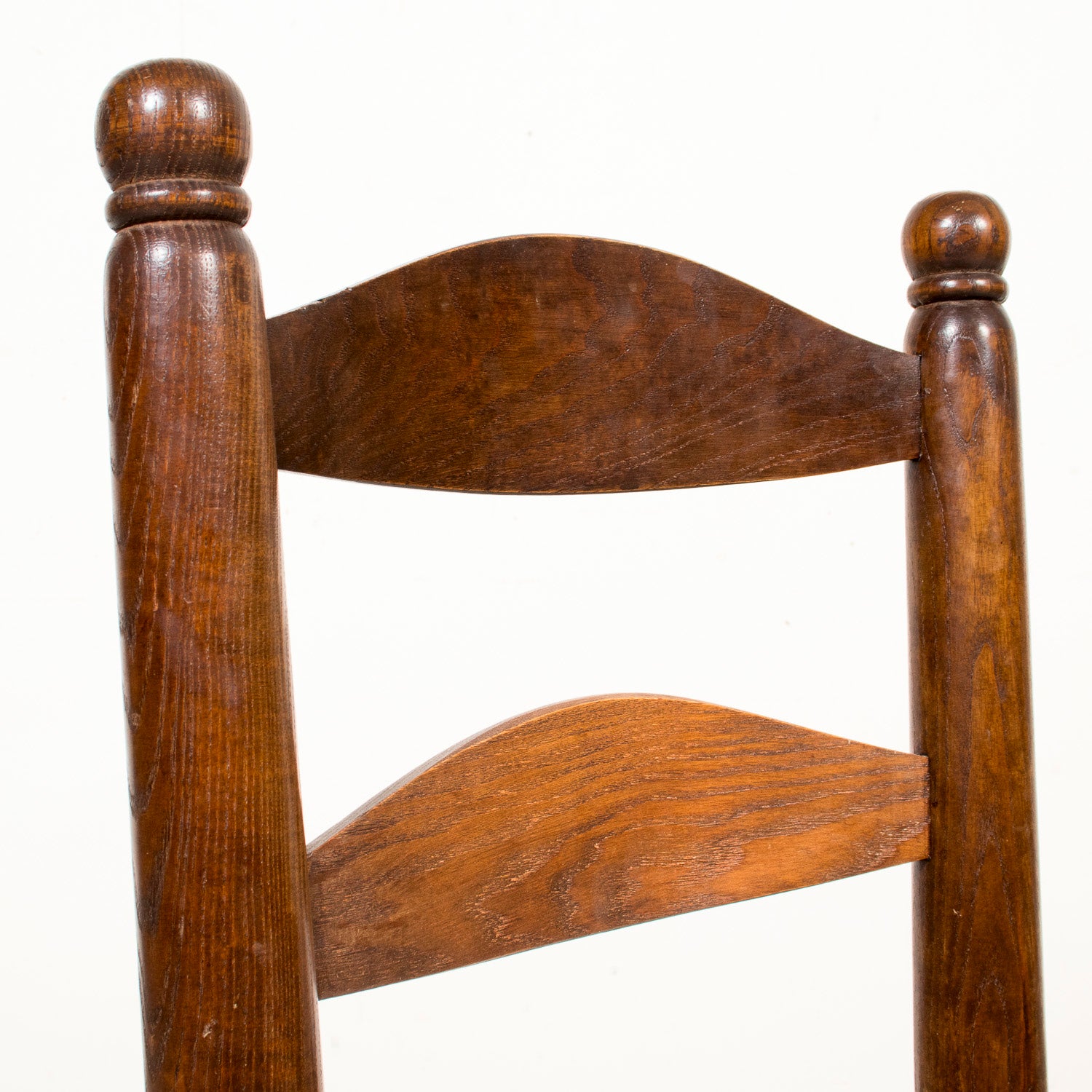 Set of Six 19th Century French Ladderback Walnut Chairs with Rush Seats From Normandy