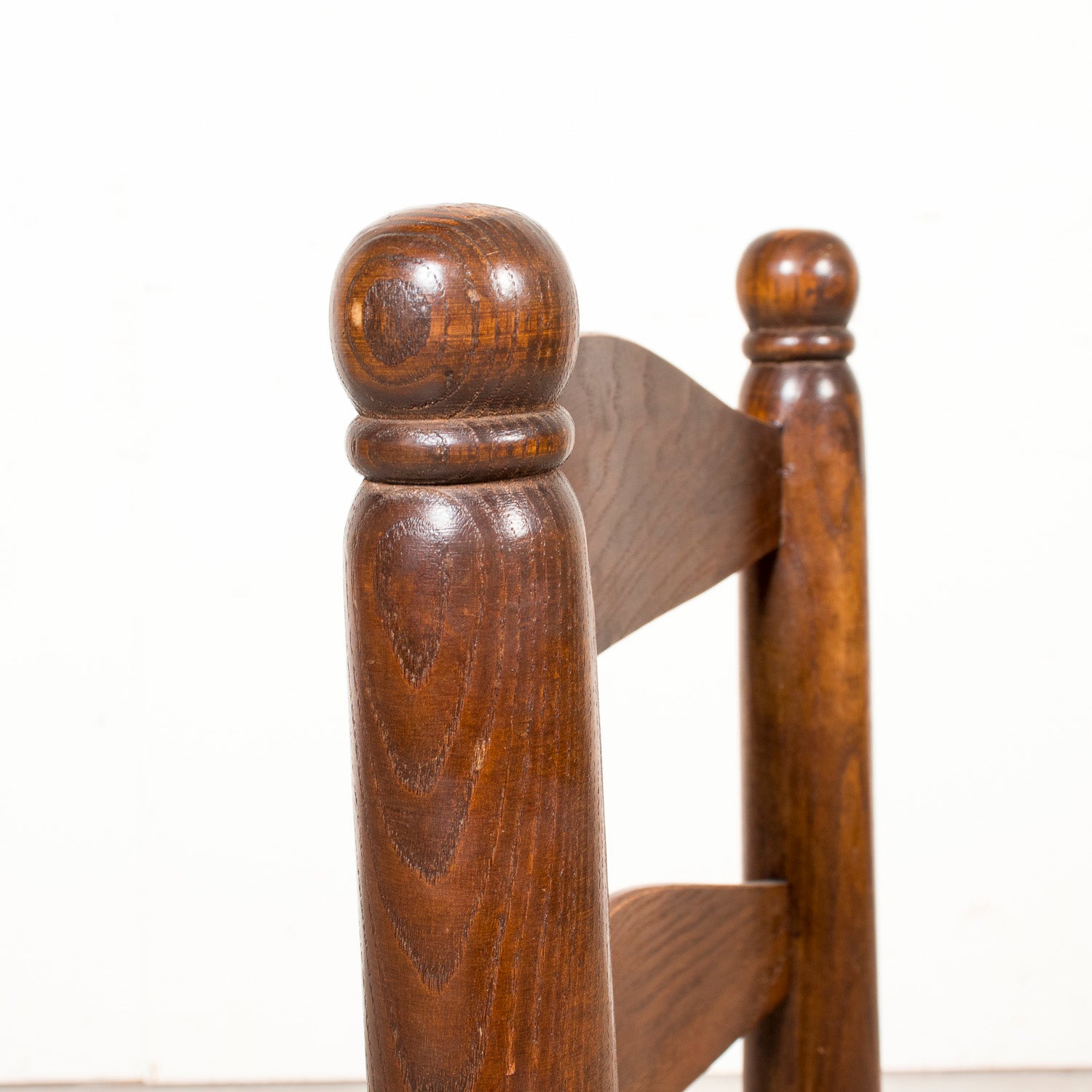 Set of Six 19th Century French Ladderback Walnut Chairs with Rush Seats From Normandy