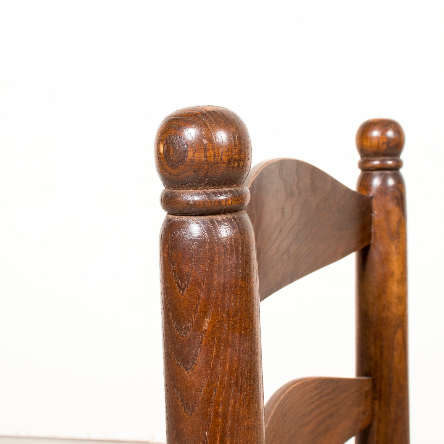 Set of Six 19th Century French Ladderback Walnut Chairs with Rush Seats From Normandy
