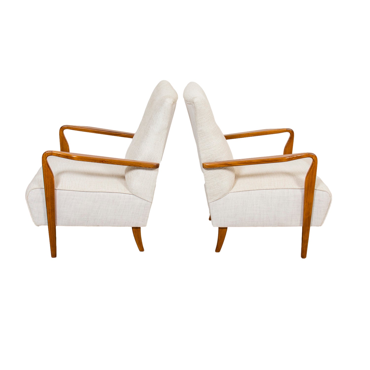 Pair of Mid-Century Modern Italian Cherrywood Armchairs or Easy Chairs