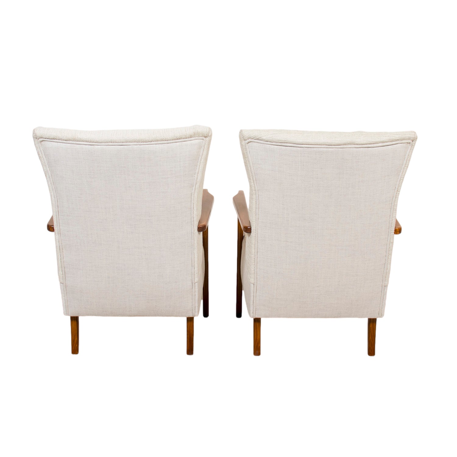 Pair of Mid-Century Modern Italian Cherrywood Armchairs or Easy Chairs