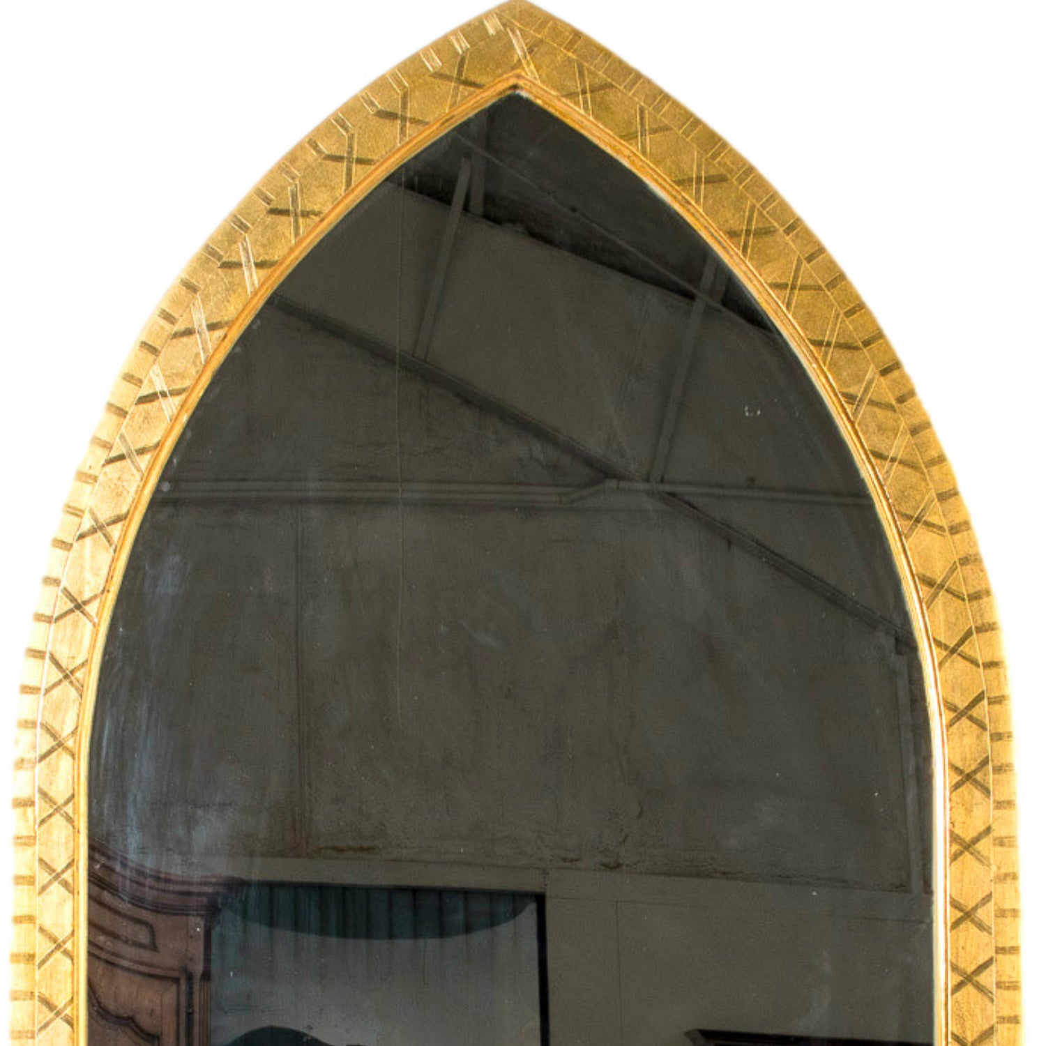 Late 19th Century French Gothic Arched Giltwood Cathedral Style Mirror