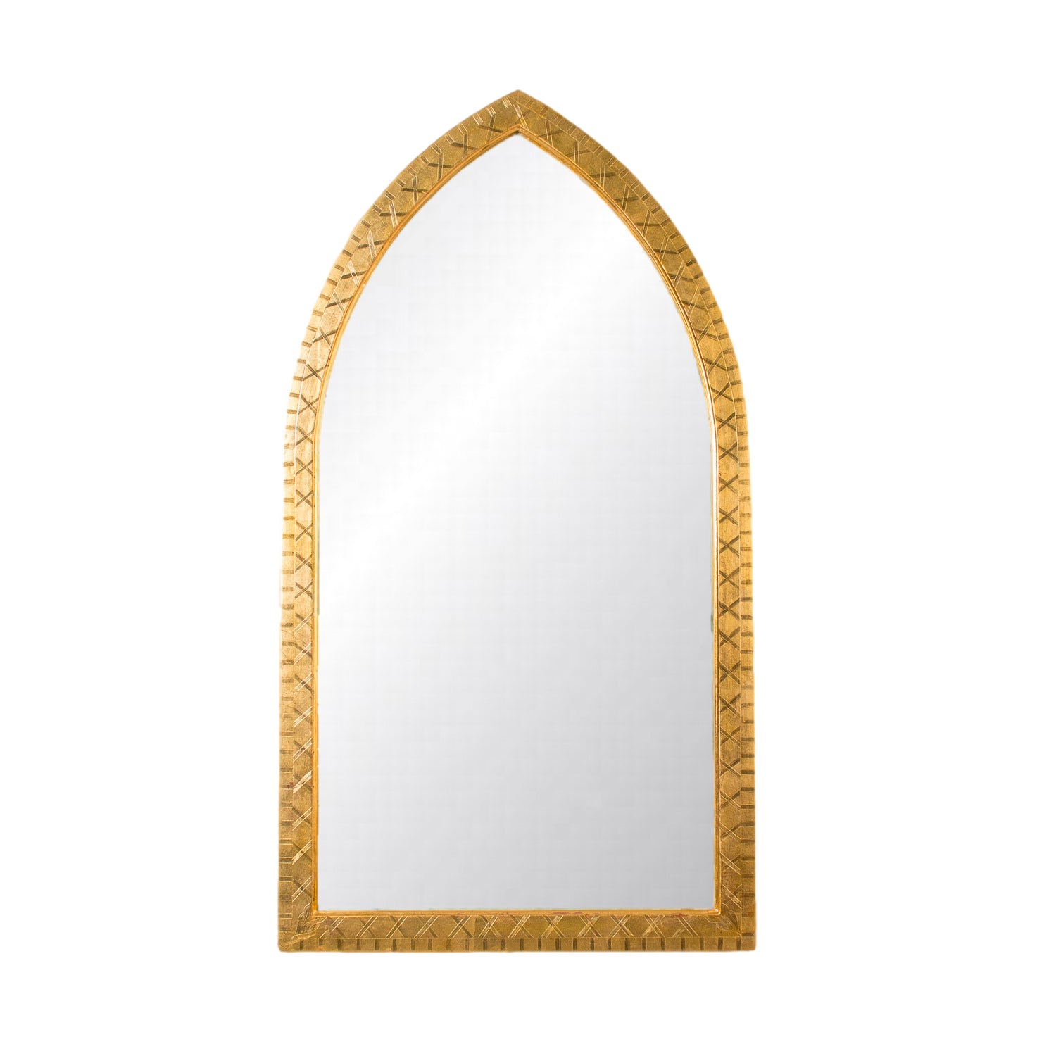 Late 19th Century French Gothic Arched Giltwood Cathedral Style Mirror