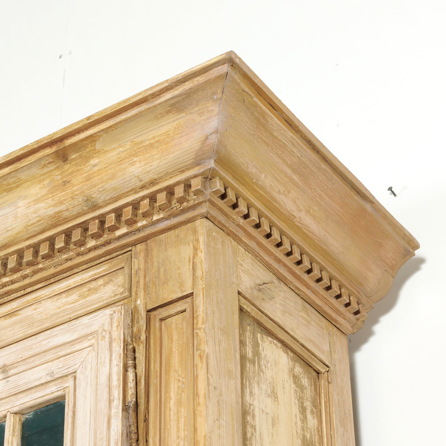 Grand 19th Century French Bleached Pine Bookcase with Painted Interior