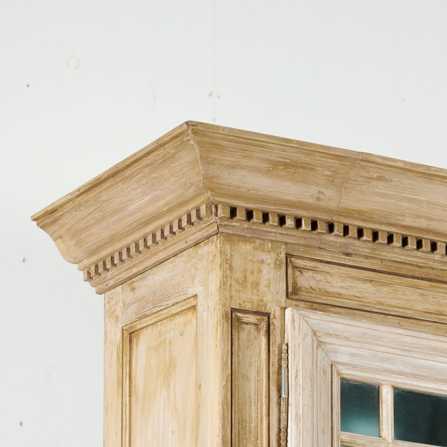 Grand 19th Century French Bleached Pine Bookcase with Painted Interior