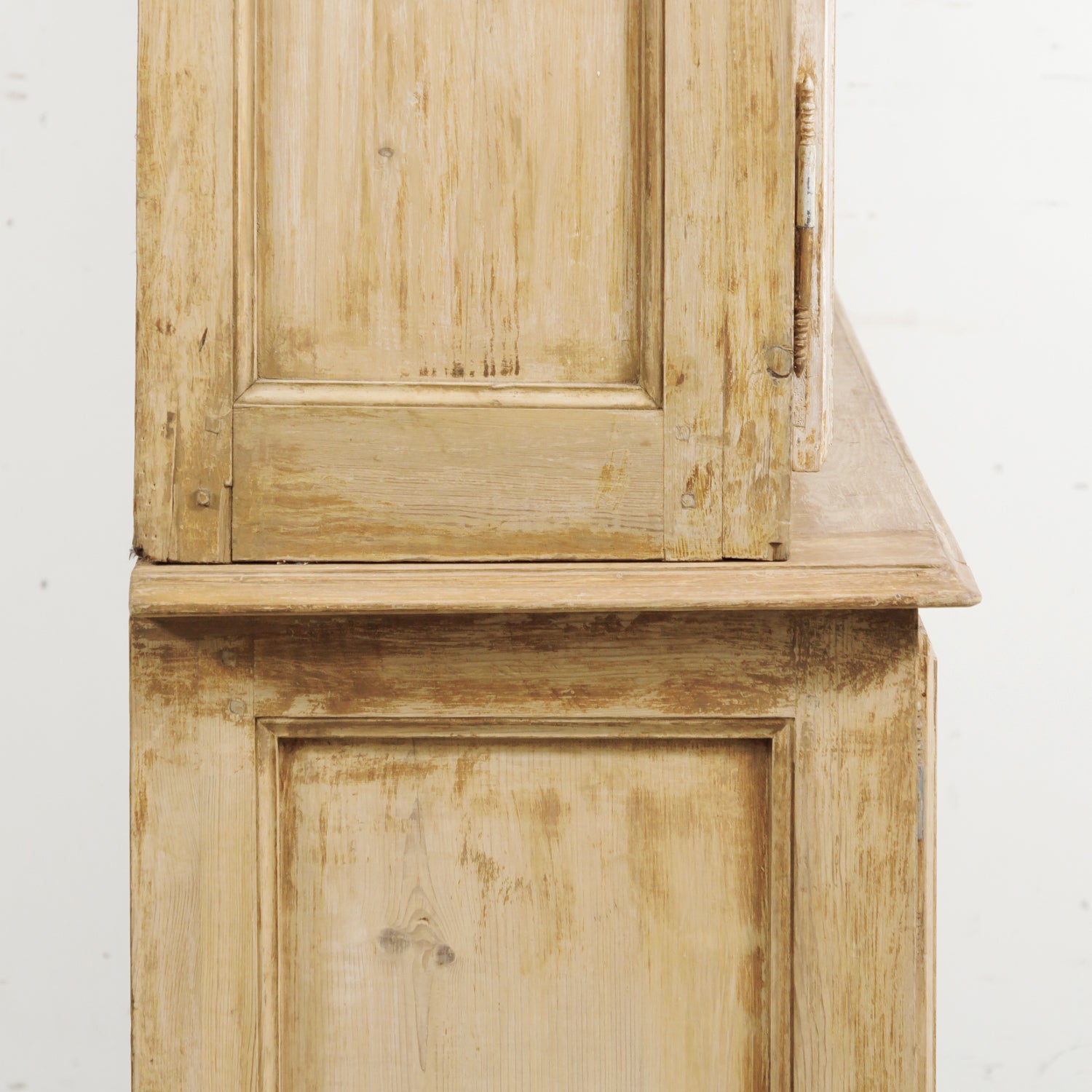 Grand 19th Century French Bleached Pine Bookcase with Painted Interior