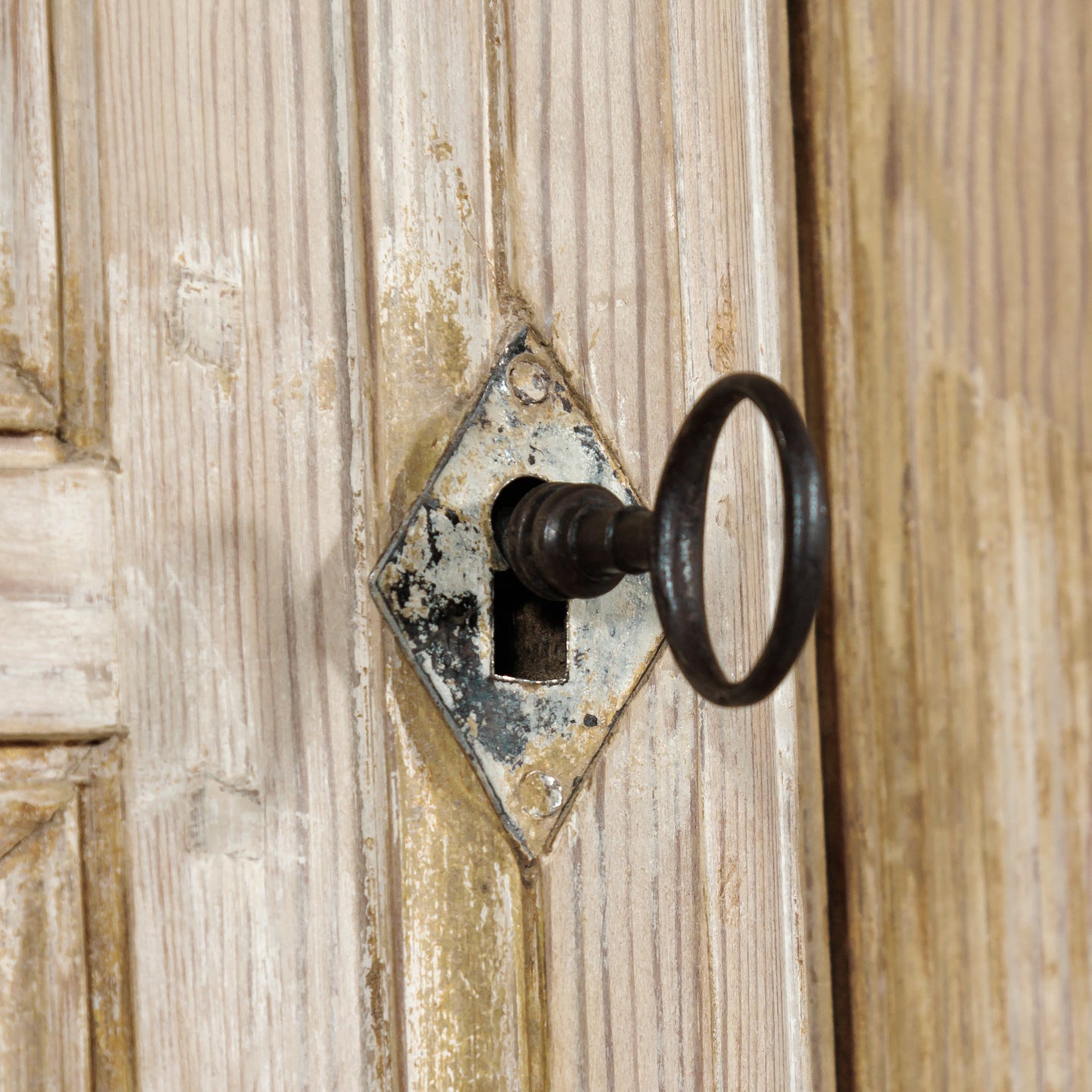 Grand 19th Century French Bleached Pine Bookcase with Painted Interior