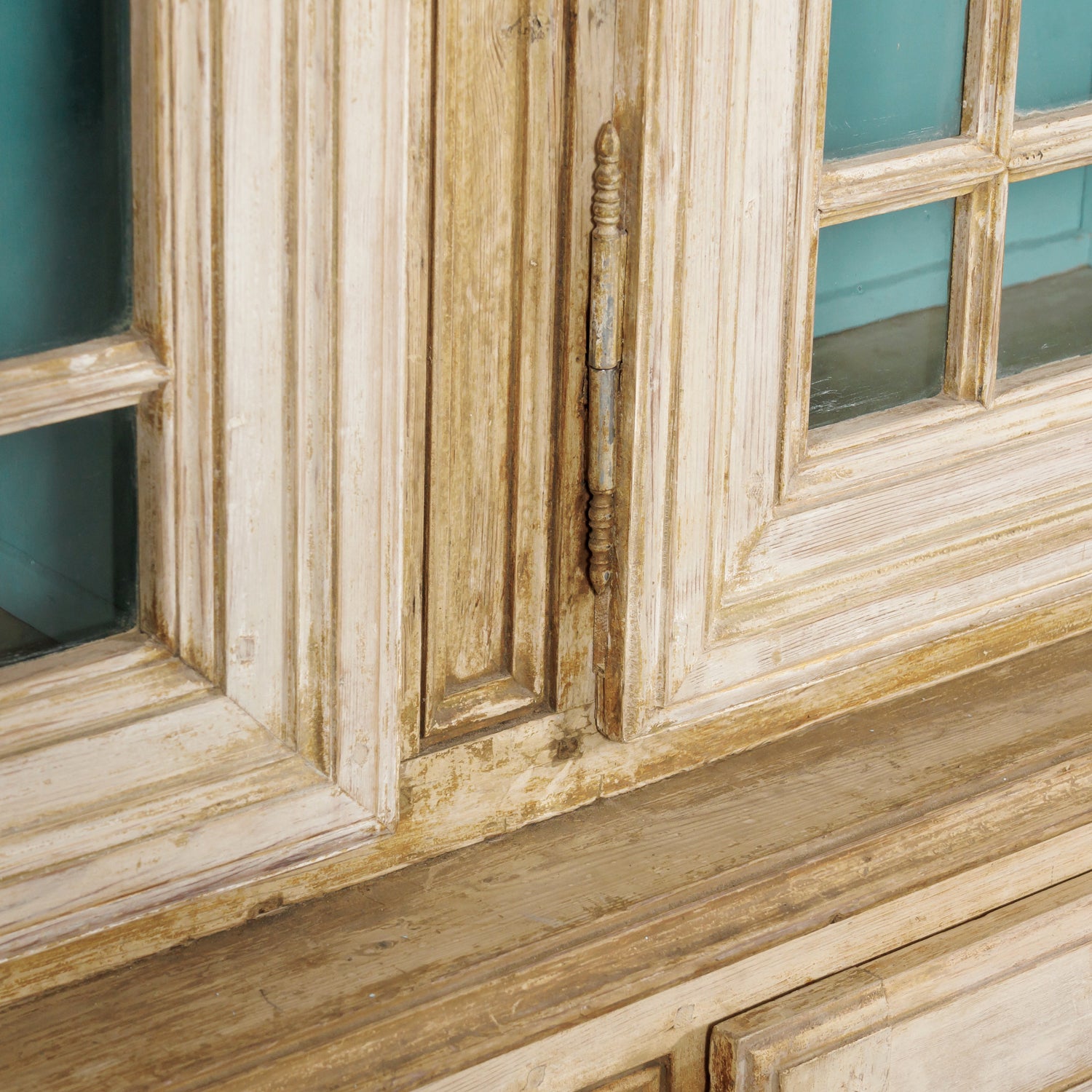 Grand 19th Century French Bleached Pine Bookcase with Painted Interior