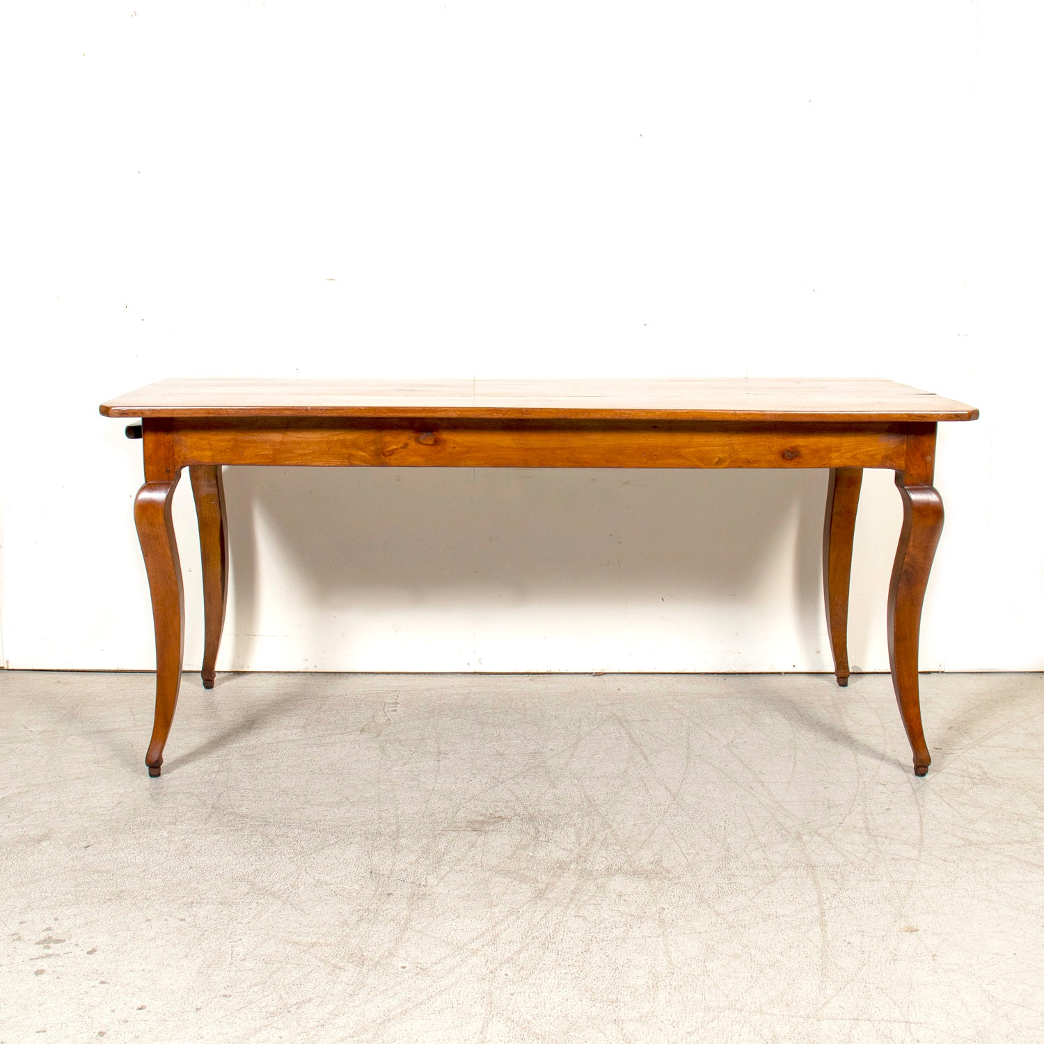 Early 19th Century French Country Louis XV Style Cherry Farm Table with Bread Board and Drawer