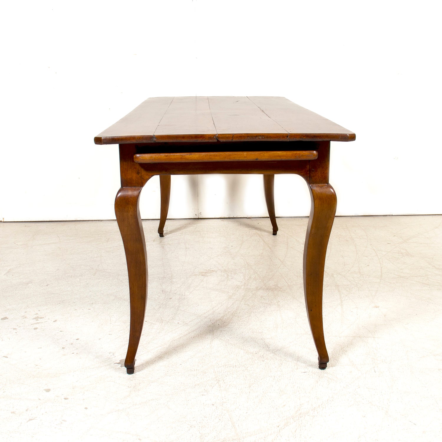 Early 19th Century French Country Louis XV Style Cherry Farm Table with Bread Board and Drawer