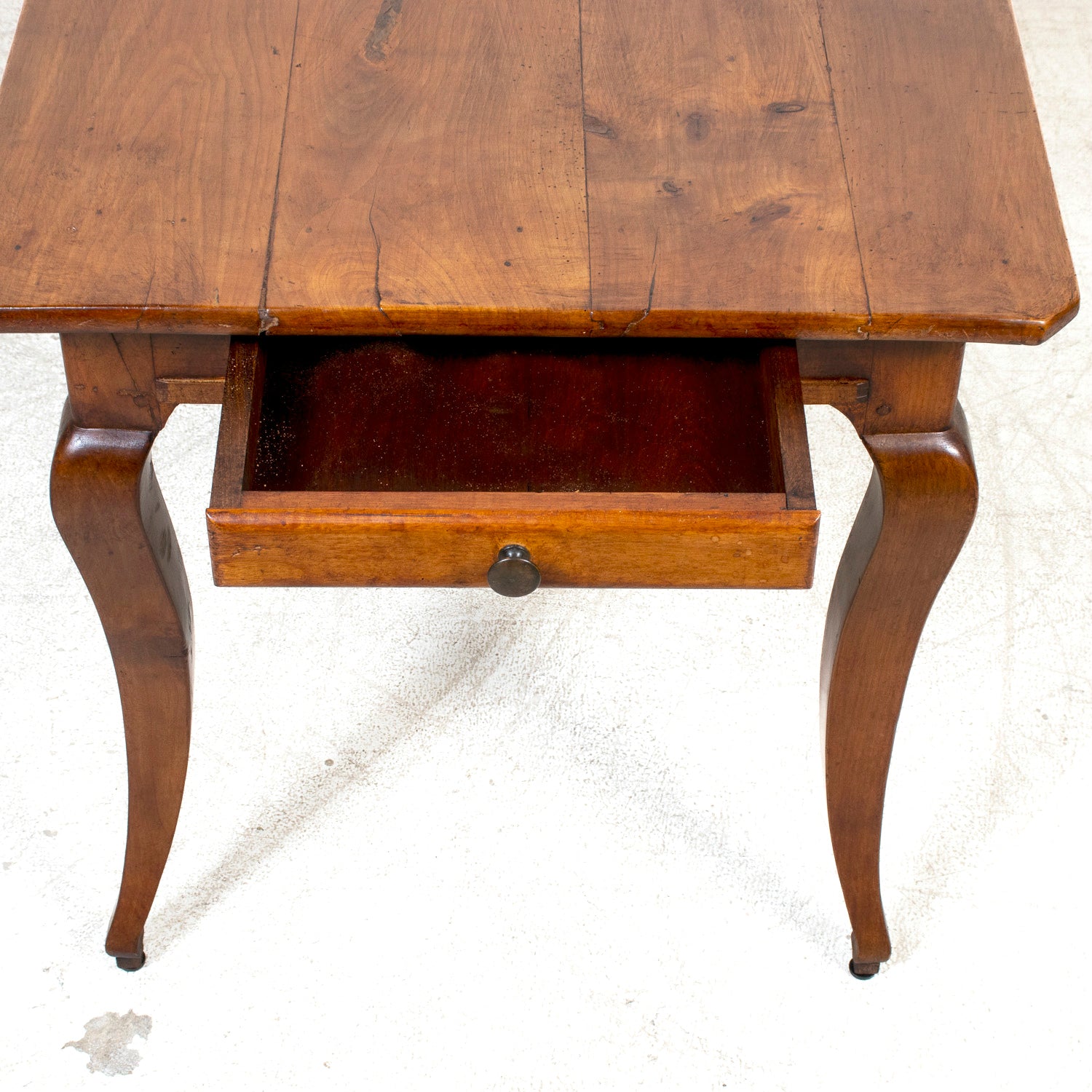 Early 19th Century French Country Louis XV Style Cherry Farm Table with Bread Board and Drawer
