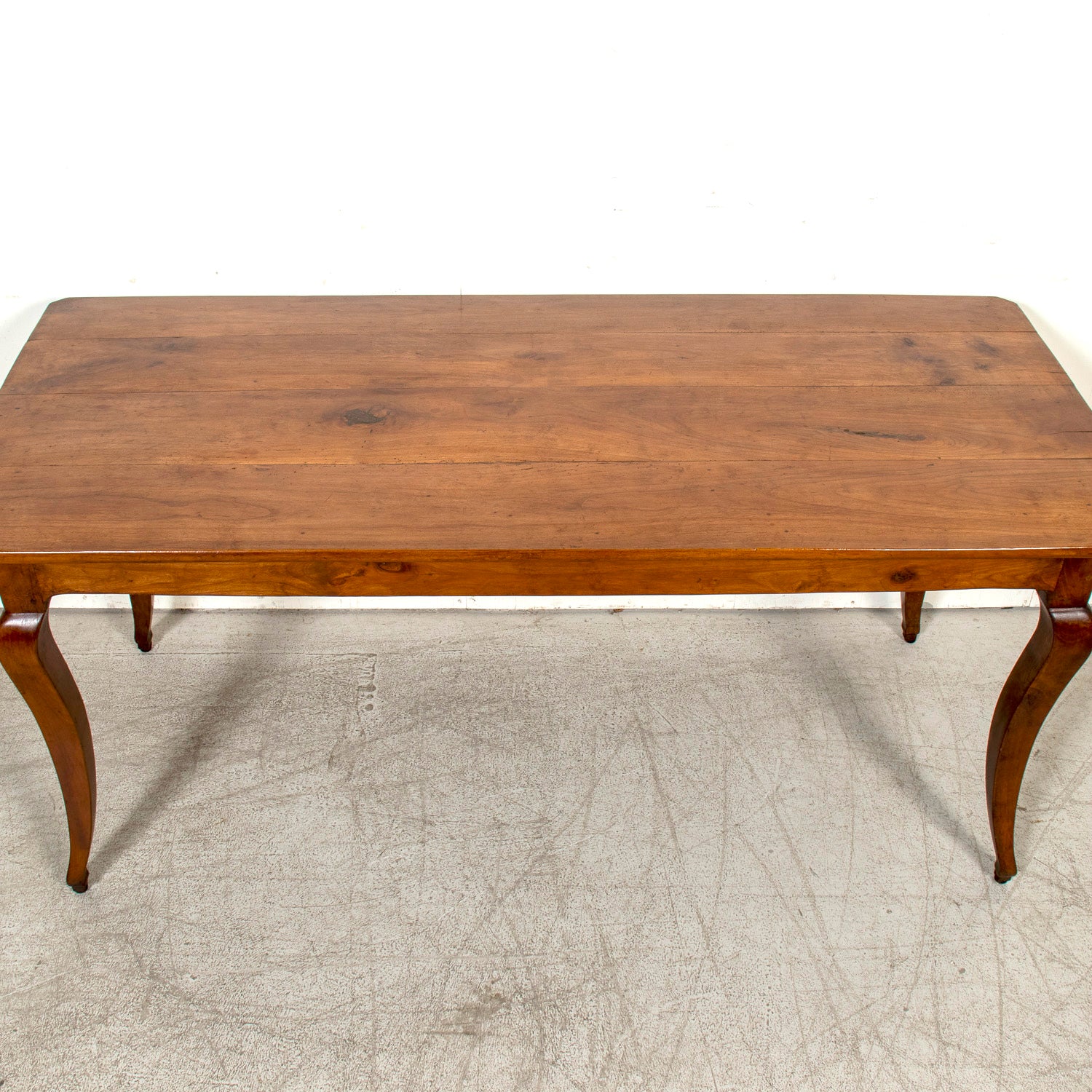 Early 19th Century French Country Louis XV Style Cherry Farm Table with Bread Board and Drawer