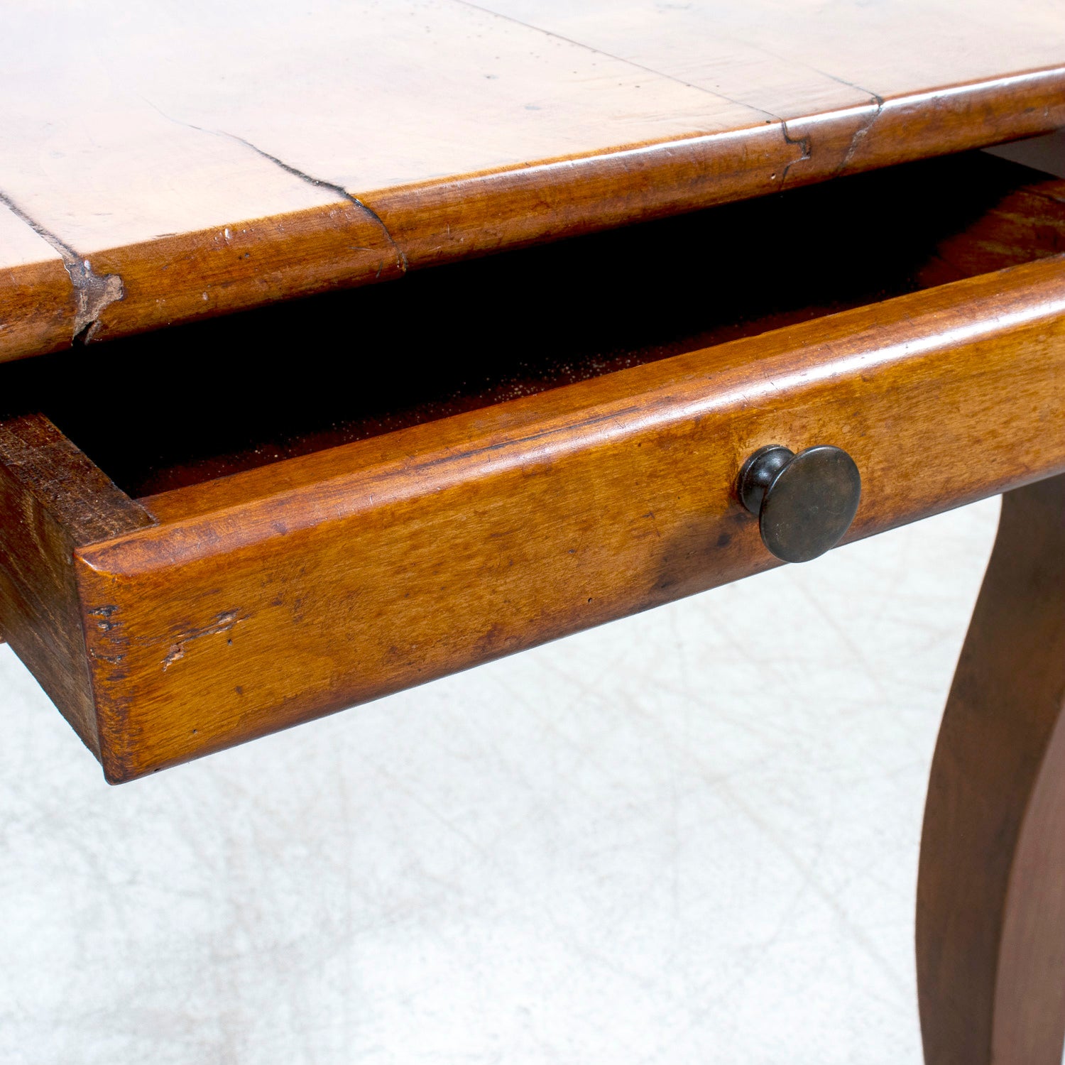 Early 19th Century French Country Louis XV Style Cherry Farm Table with Bread Board and Drawer
