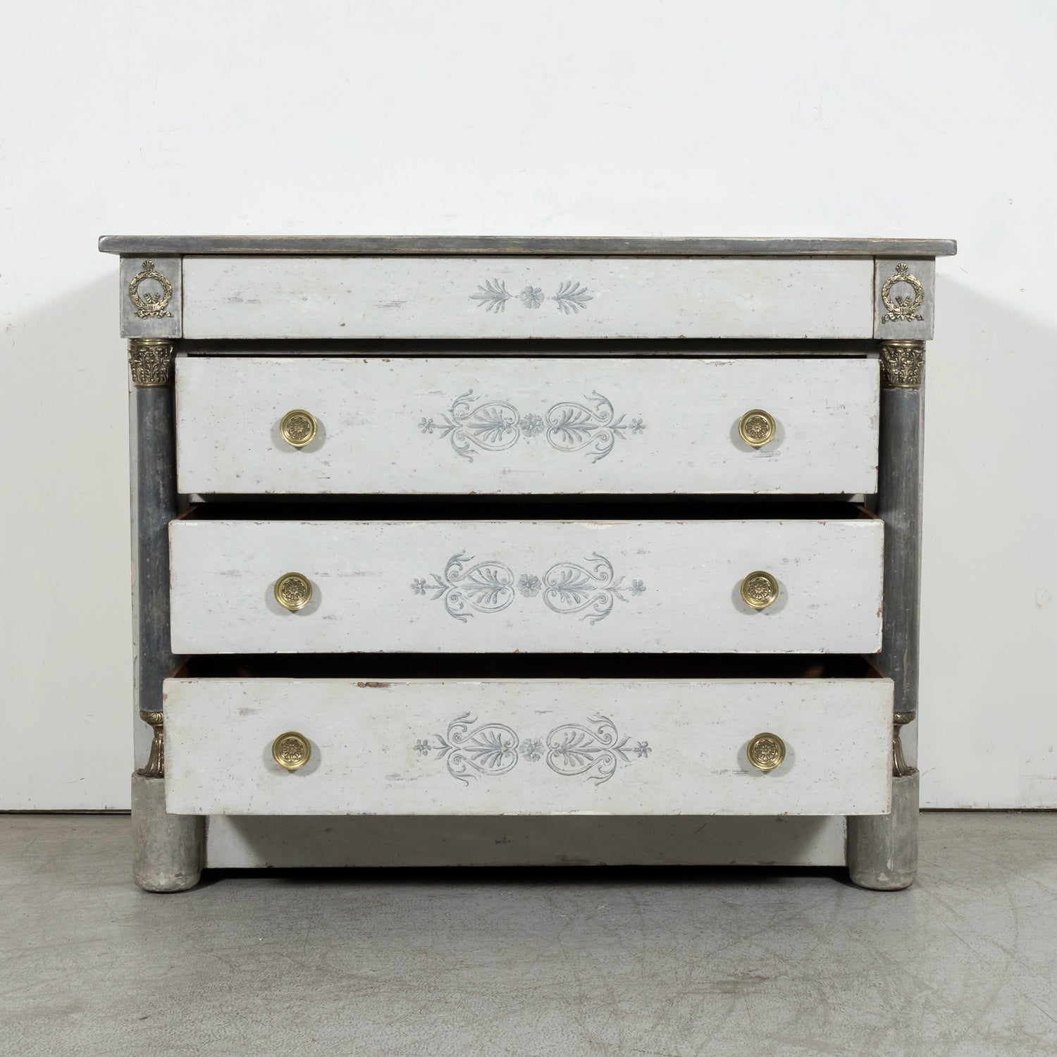 Early 20th Century French Empire Style Painted Commode with Ormolu