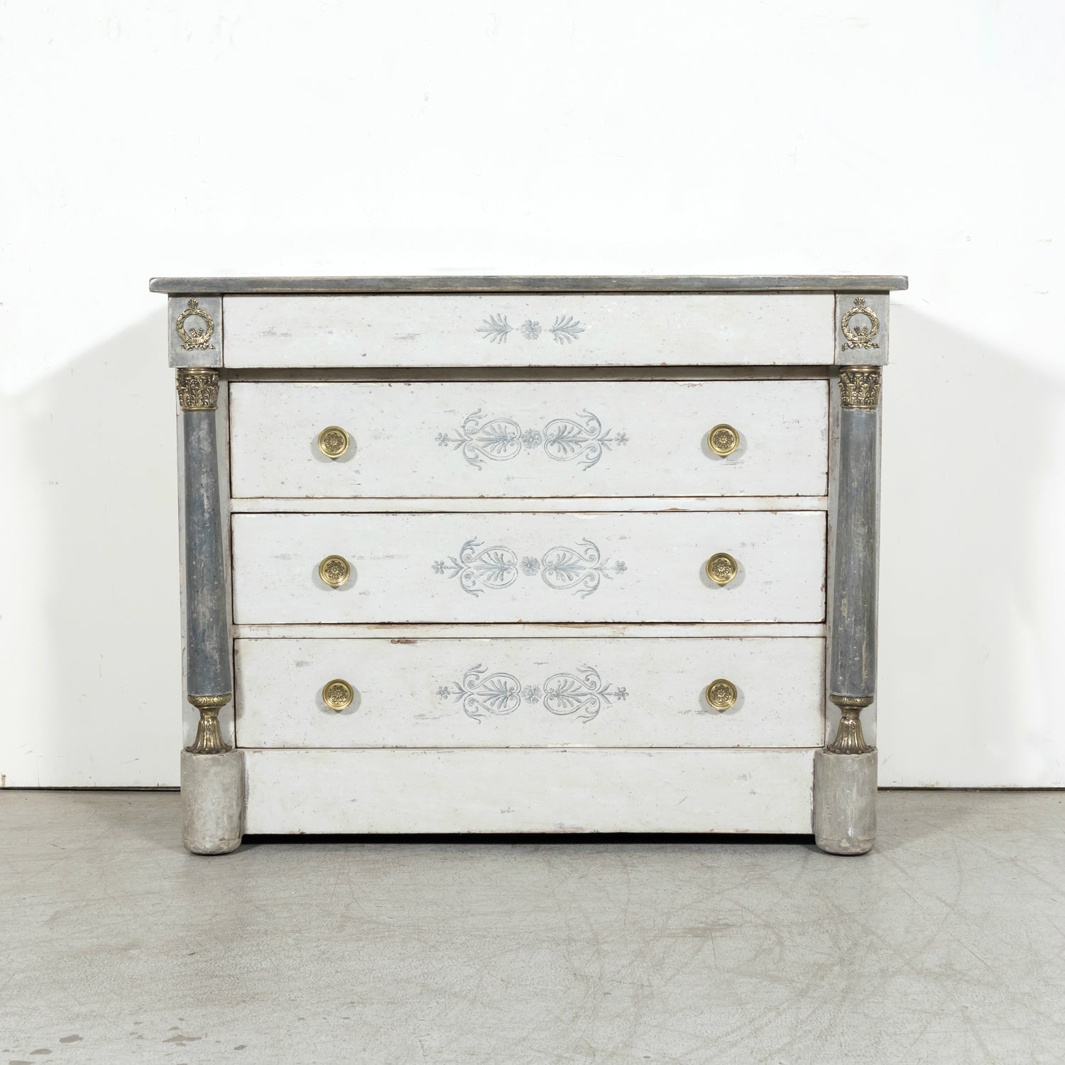 Early 20th Century French Empire Style Painted Commode with Ormolu