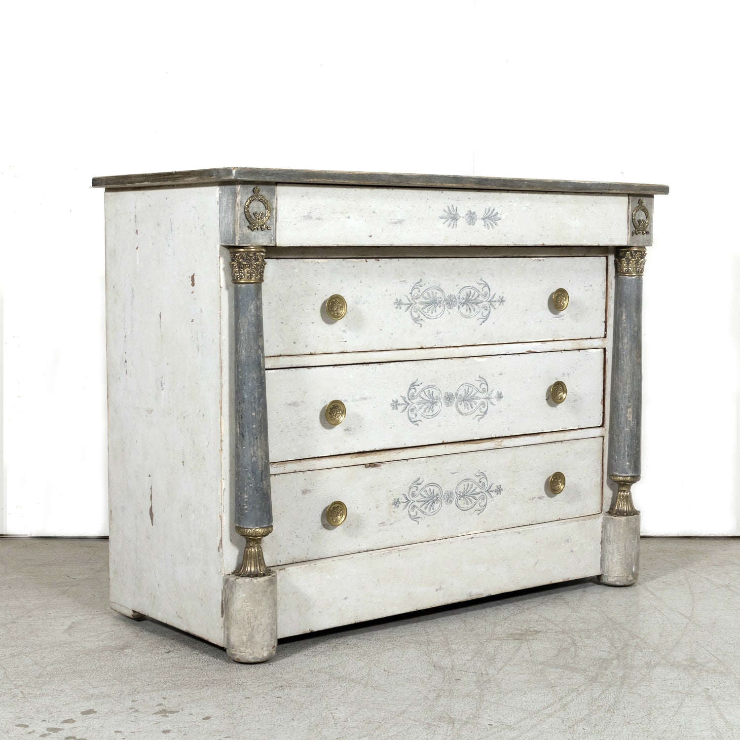 Early 20th Century French Empire Style Painted Commode with Ormolu