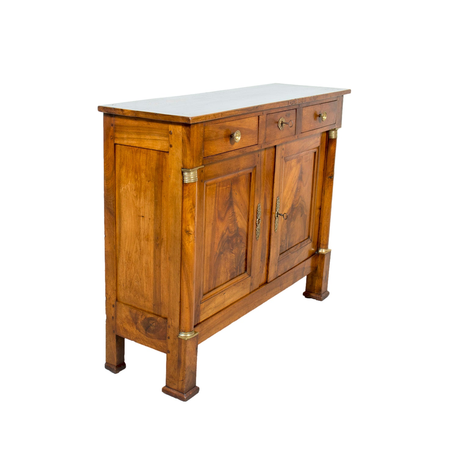 19th Century French Empire Period Walnut Buffet with Bronze Hardware