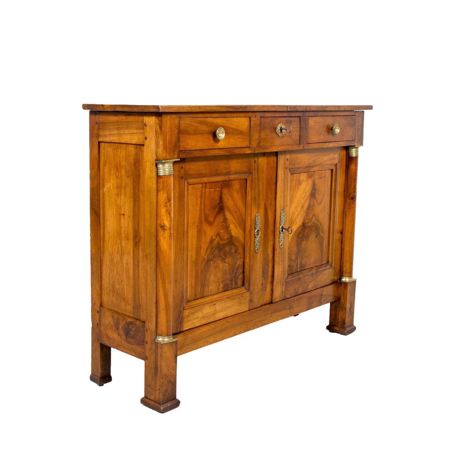 19th Century French Empire Period Walnut Buffet with Bronze Hardware