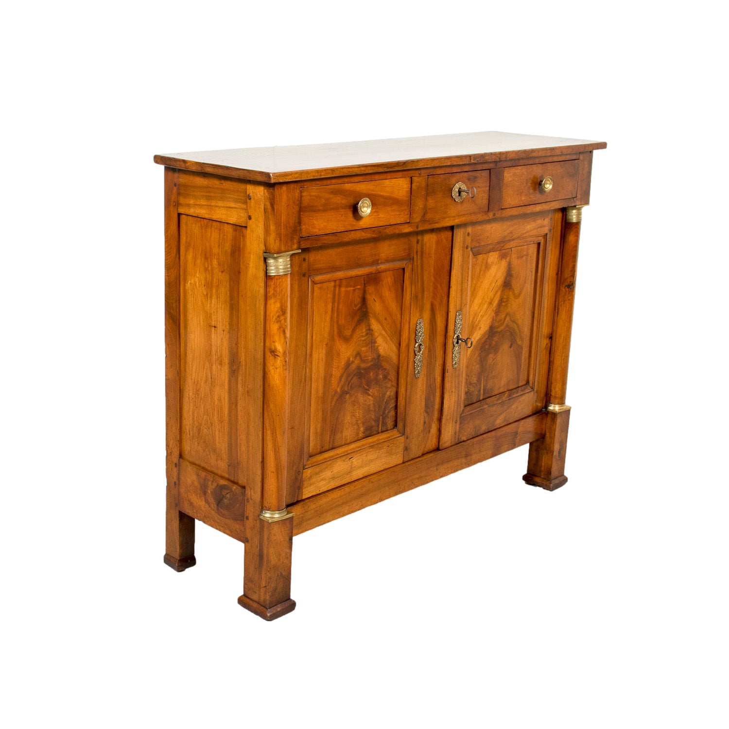 19th Century French Empire Period Walnut Buffet with Bronze Hardware