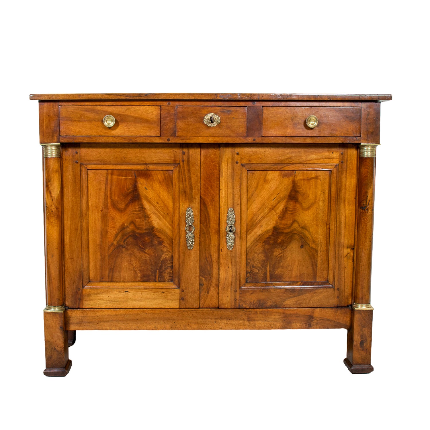19th Century French Empire Period Walnut Buffet with Bronze Hardware