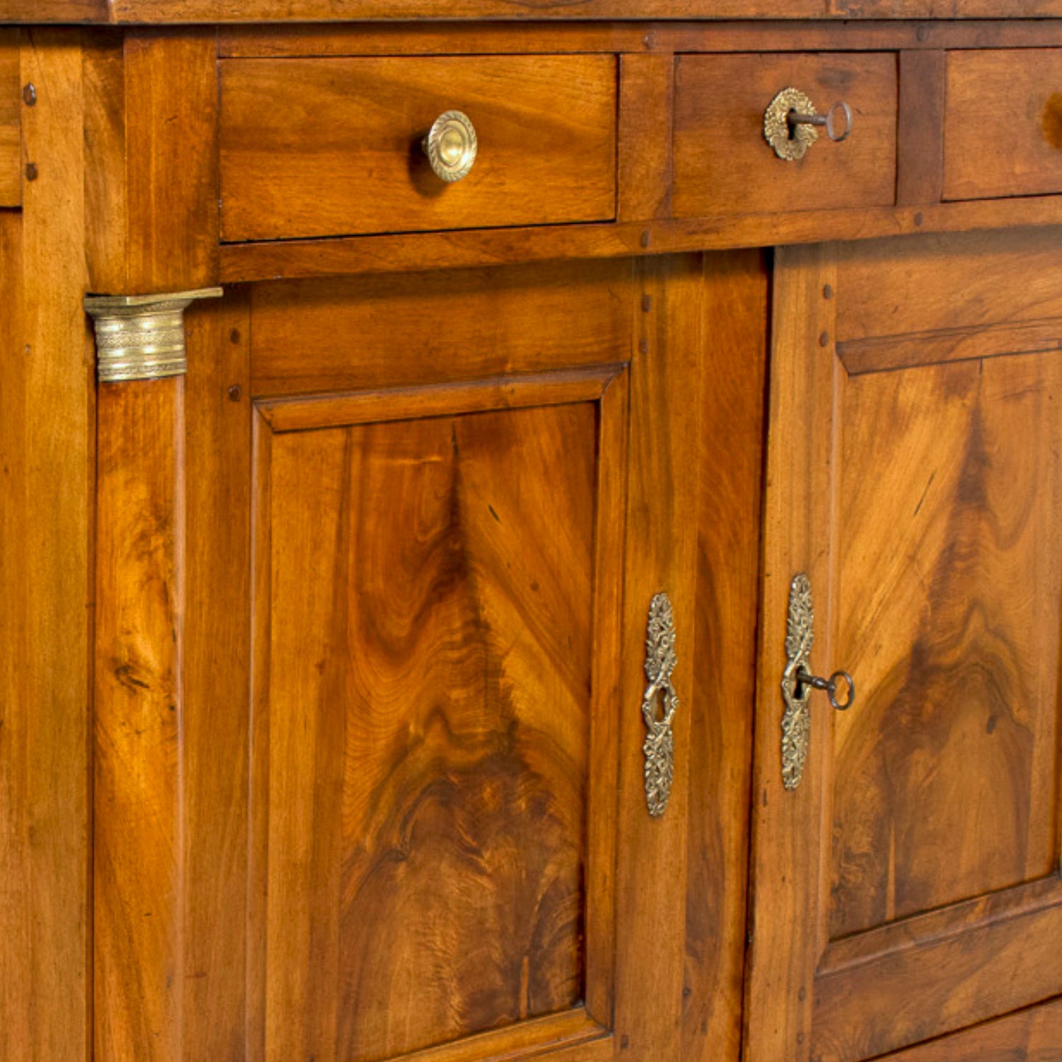 19th Century French Empire Period Walnut Buffet with Bronze Hardware