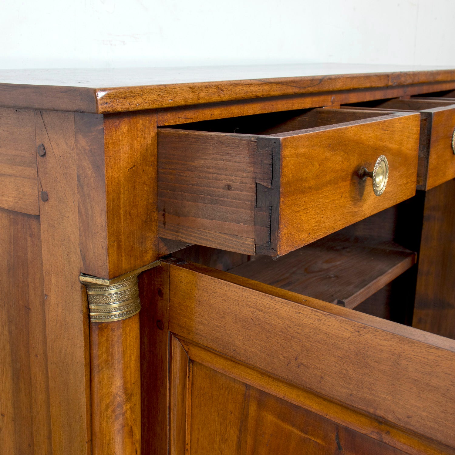 19th Century French Empire Period Walnut Buffet with Bronze Hardware