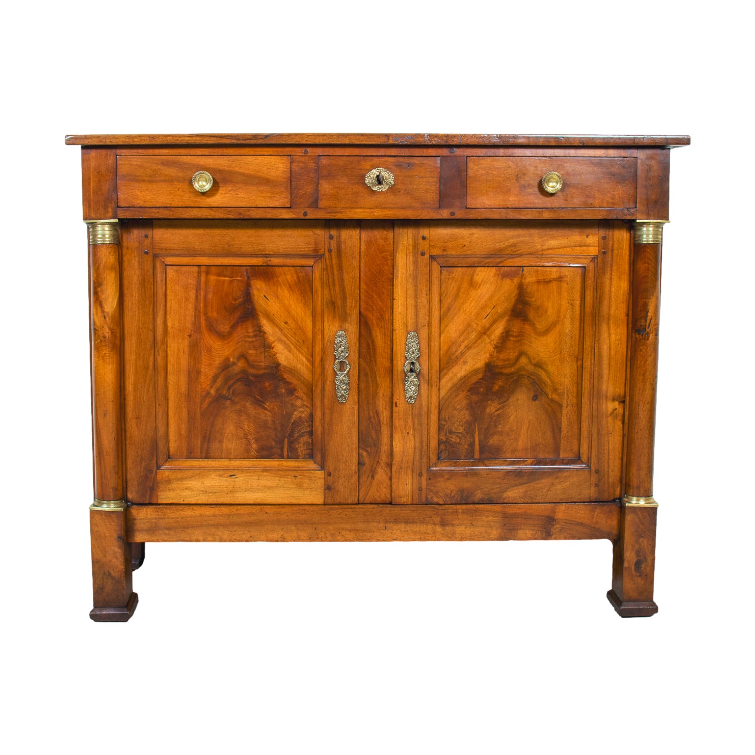 19th Century French Empire Period Walnut Buffet with Bronze Hardware
