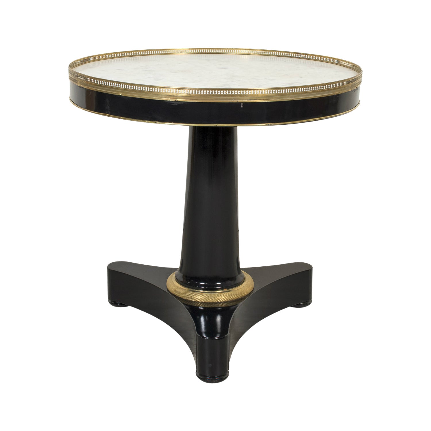 Early 19th Century French Empire Period Ebonized Gueridon Table with Cararra Marble Top