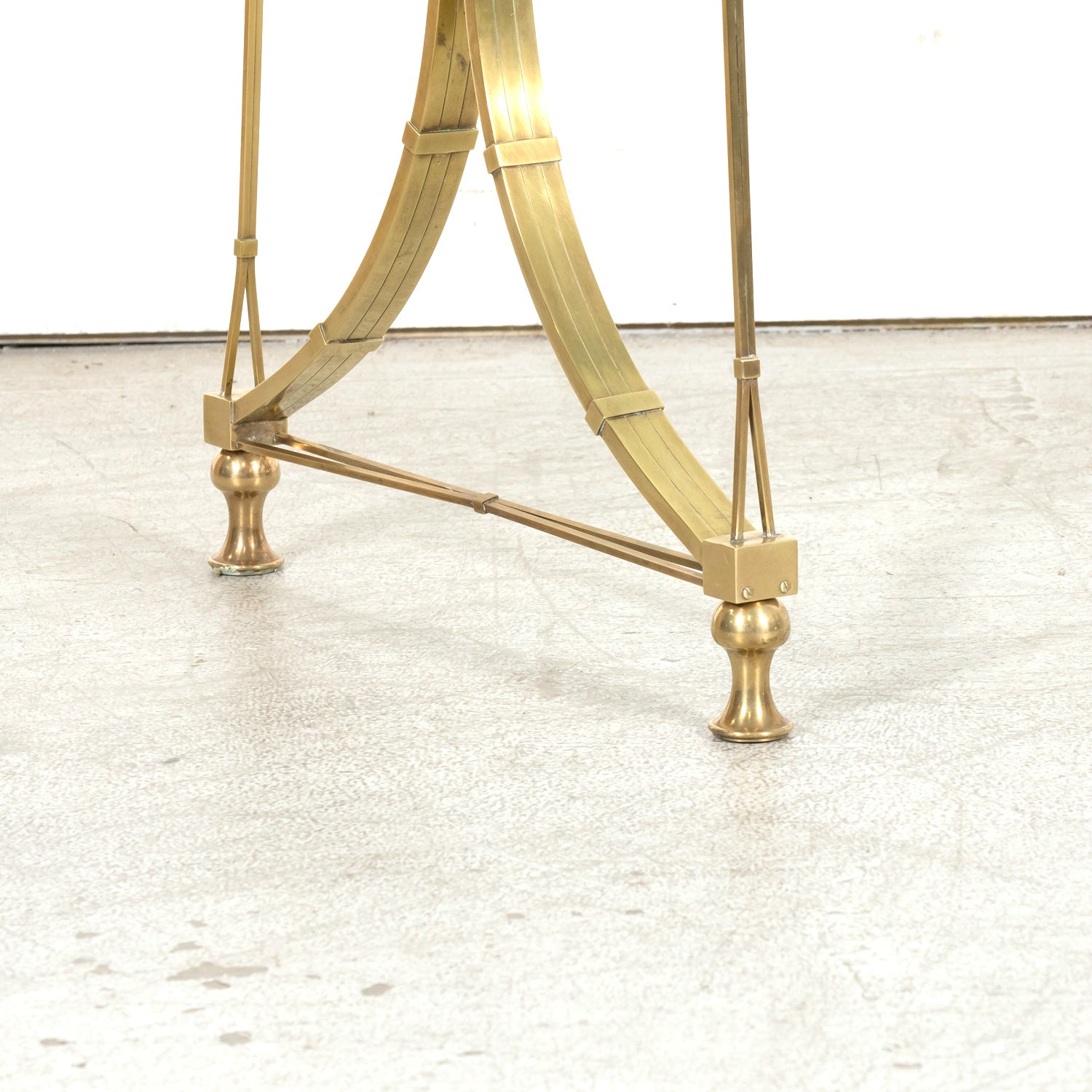 Pair of Mid-20th Century French Gilt Brass and Glass Console Tables Attributed to Maison Jansen